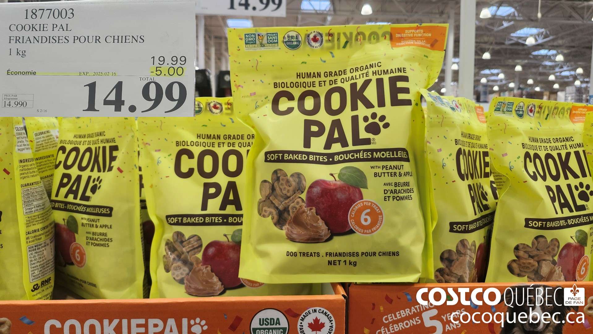1877003 COOKIE PAL ERIANDISES ROUR CHIENS 1KG  $14A.99 ($5.00 INSTANT SAVINGS EXPIRES ON 2025-02-16) $14.99