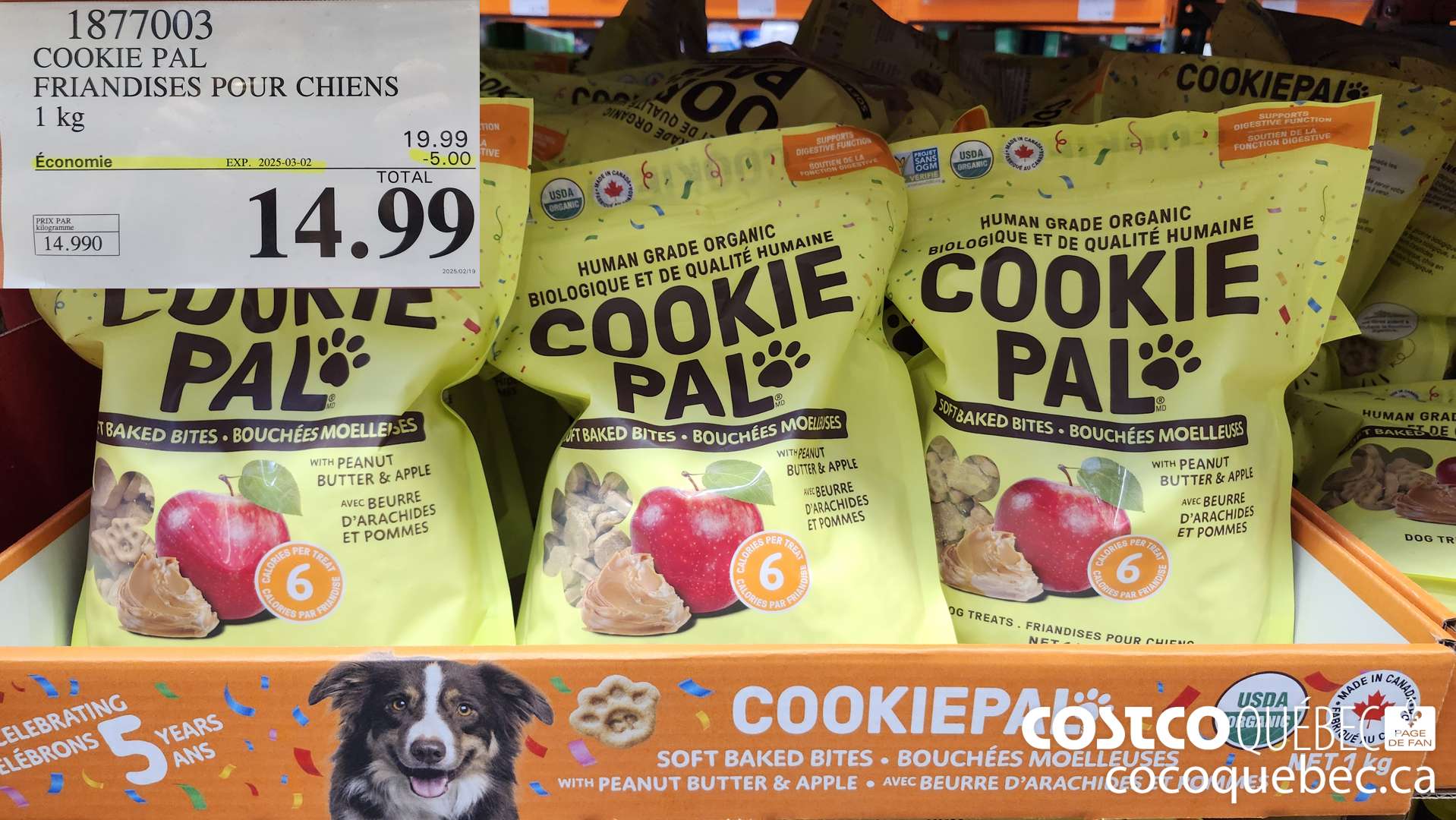 1877003 COOKIE PAL ERIANDISES ROUR CHIENS 1KG  $14A.99 ($5.00 INSTANT SAVINGS EXPIRES ON 2025-03-02) $14.99