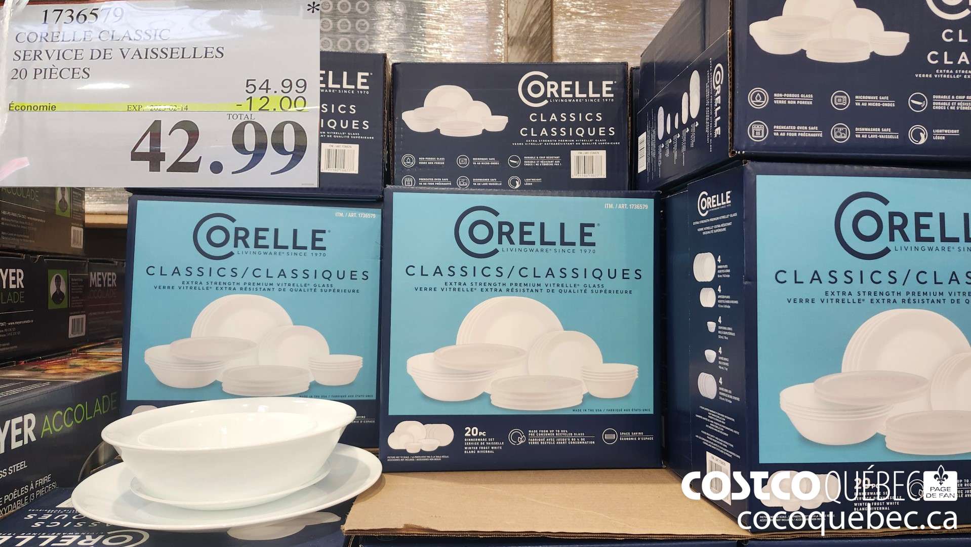 1736579 CORELLE CLASSIC SERVICE DE VAISELLES 20 PIECES  ($12.00 INSTANT SAVINGS EXPIRES ON 2025-02-14) $42.99
