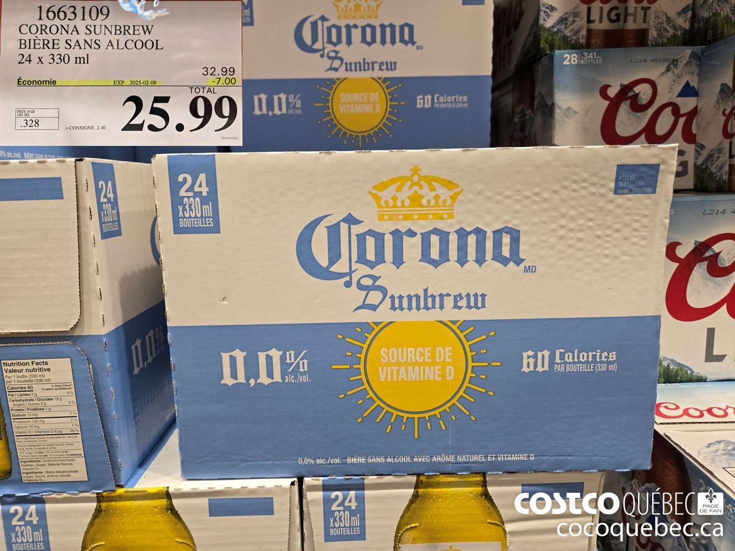 1663109 CORONA SUNBREW 0.0% 24 x 330 ml ($7.00 INSTANT SAVINGS EXPIRES ON 2025-02-09) $25.99