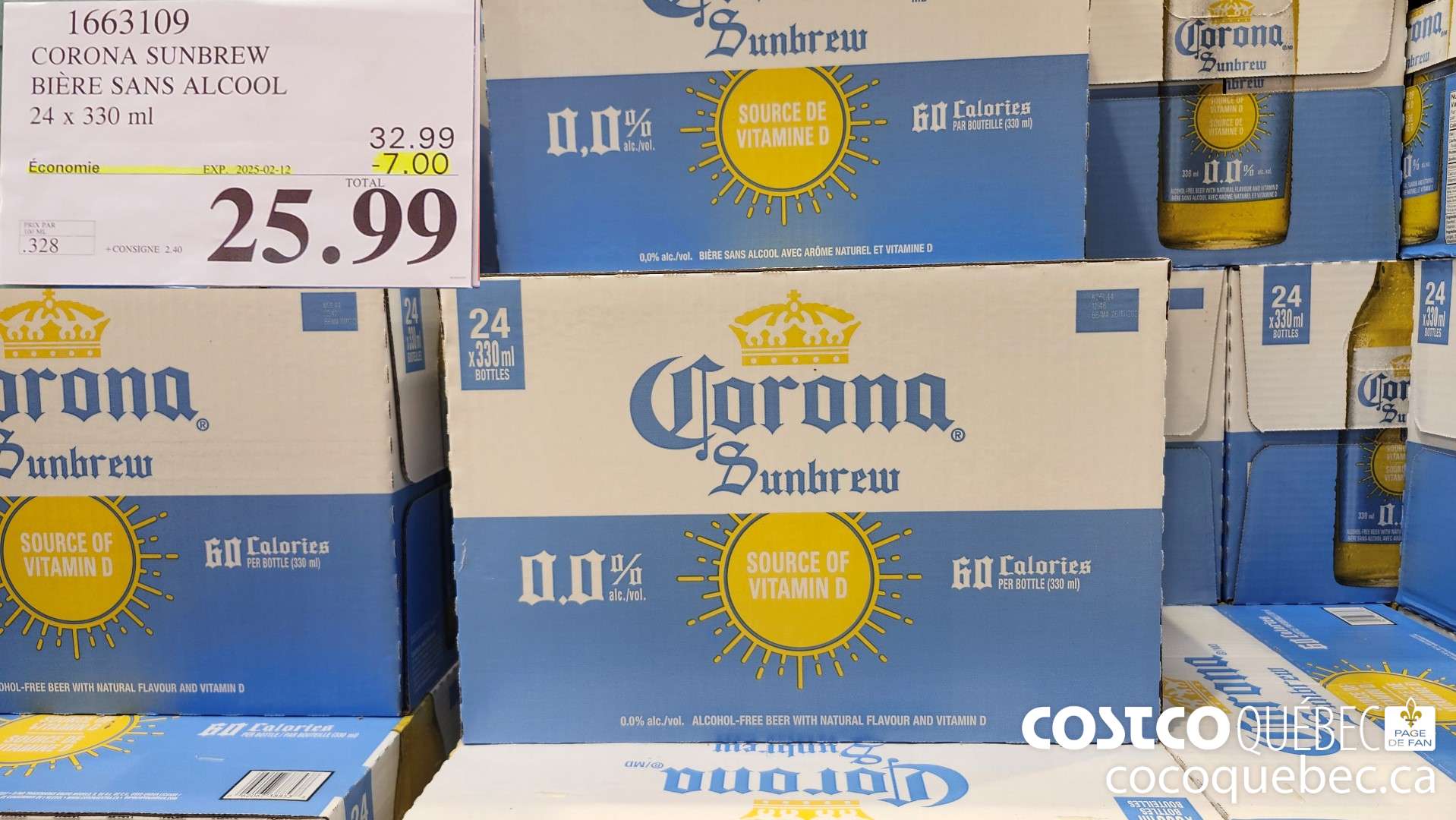 1663109 CORONA SUNBREW 0.0% 24 x 330 ml ($7.00 INSTANT SAVINGS EXPIRES ON 2025-02-12) $25.99