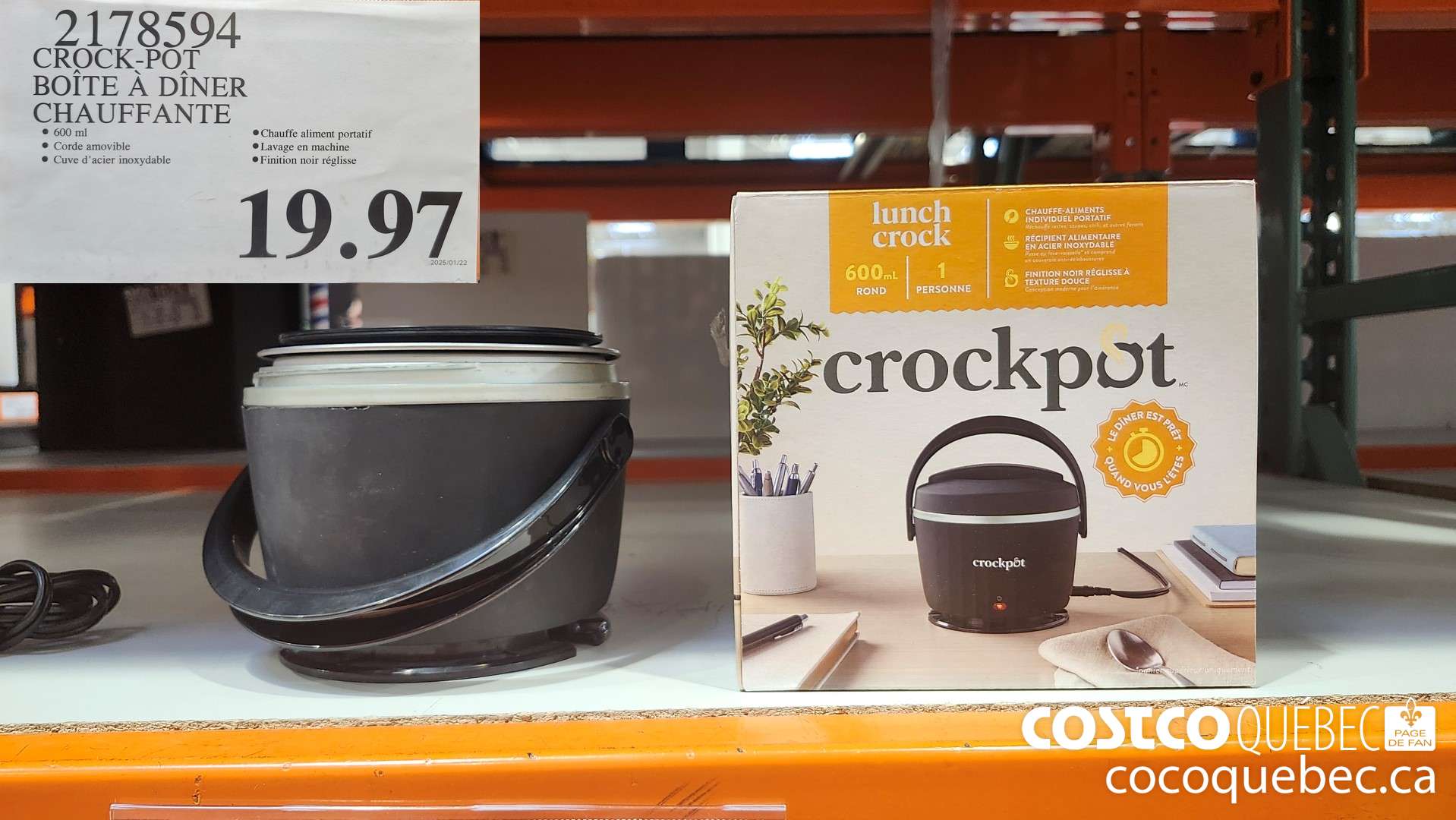 2178594 CROCK-POT BOITE A DINER CHAUFFANTE _  $19.97