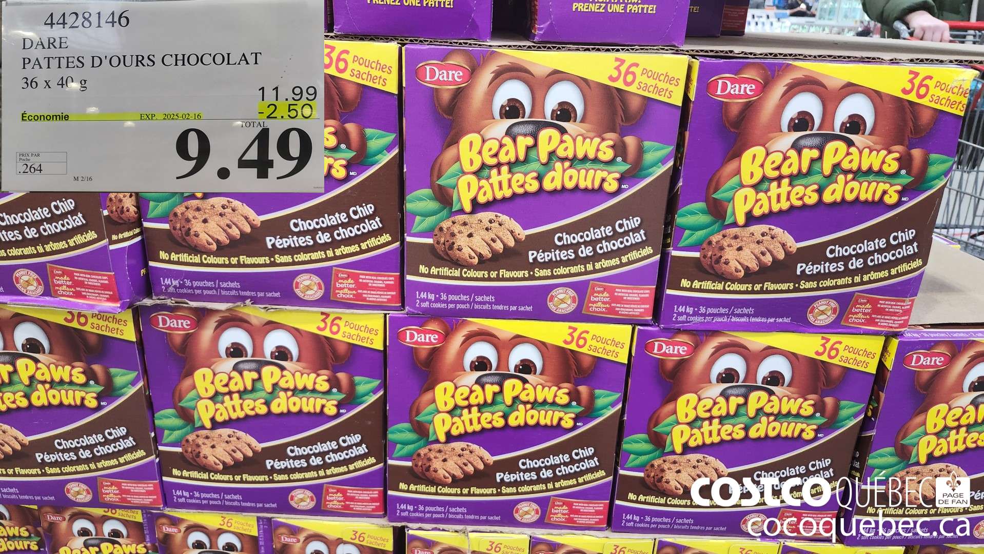 4428146 DARE PATTES D'OURS CHOCOLAT 36 x 40  ($2.50 INSTANT SAVINGS EXPIRES ON 2025-02-16) $9.49