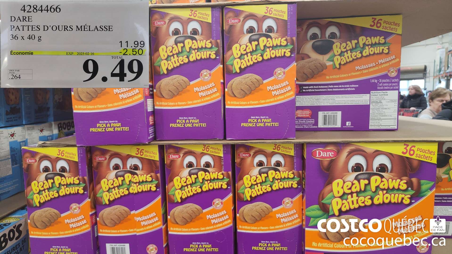 4284466 DARE PATTES D'OURS MELASSE | 36 x 40 g  ($2.50 INSTANT SAVINGS EXPIRES ON 2025-02-16) $9.49