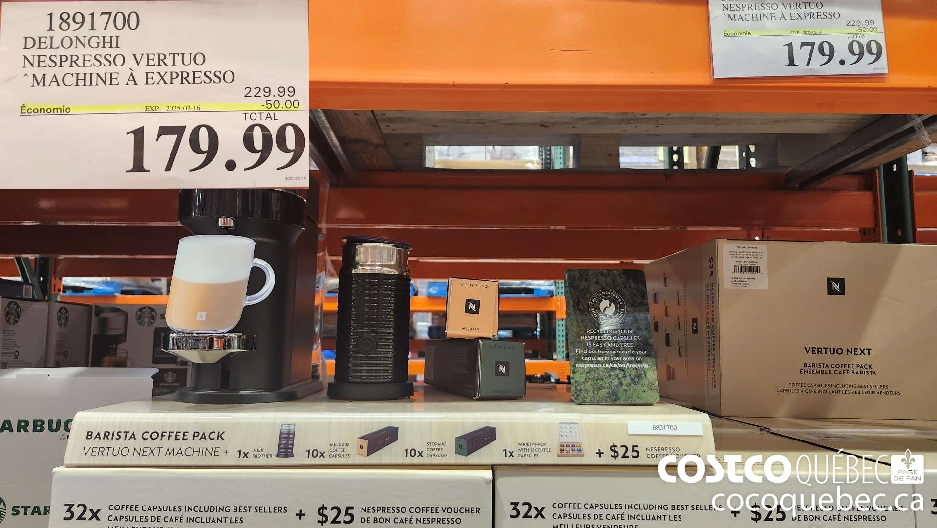 1891700 DELONGHI NESPRESSO VERTUO MACHINE A EXPRESSO  ($50.00 INSTANT SAVINGS EXPIRES ON 2025-02-16) $179.99