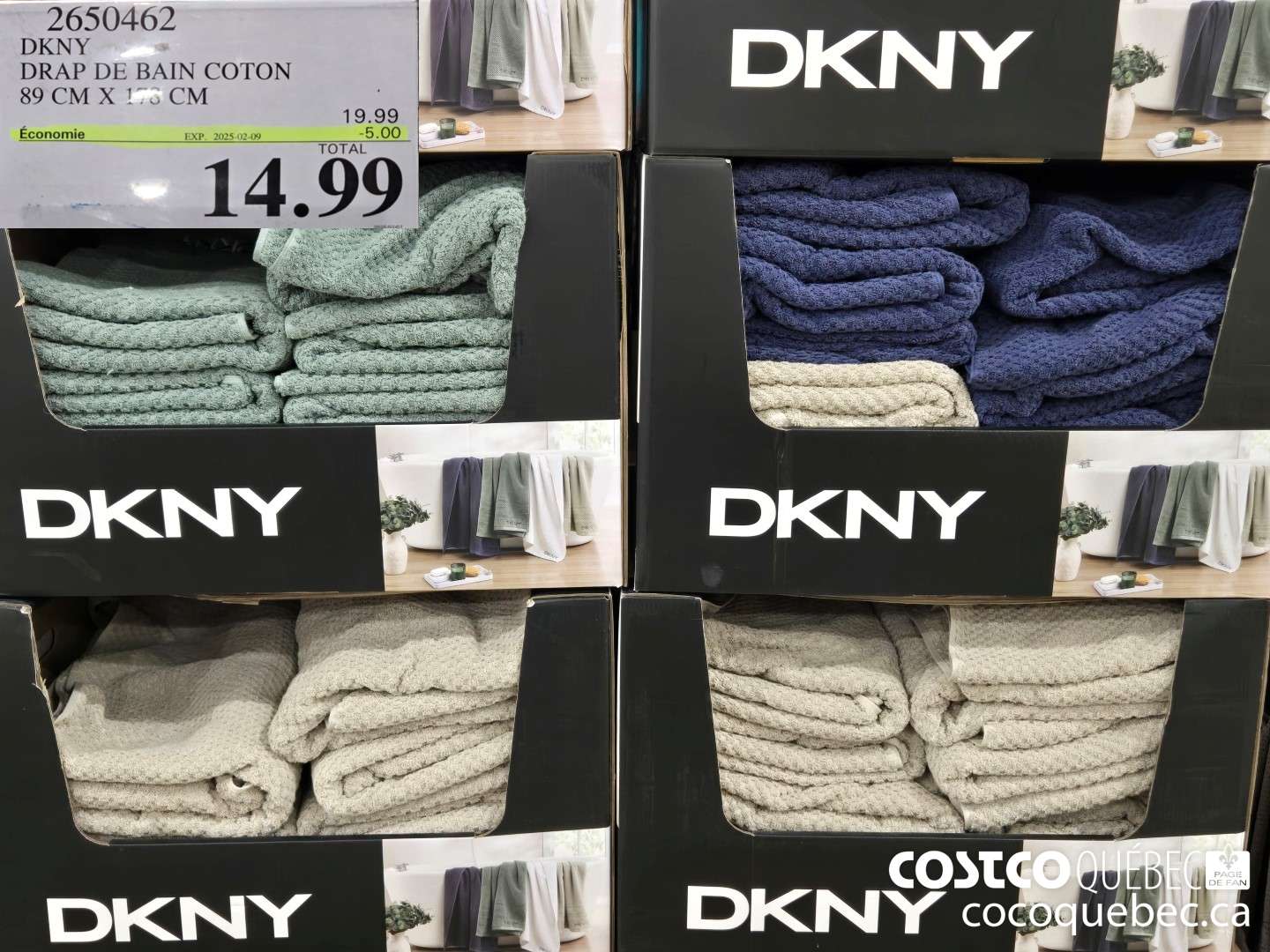 2650462 DKNY DRAP DE BAIN COTON 89 CM X 175 CM  ($5.00 INSTANT SAVINGS EXPIRES ON 2025-02-09) $14.99