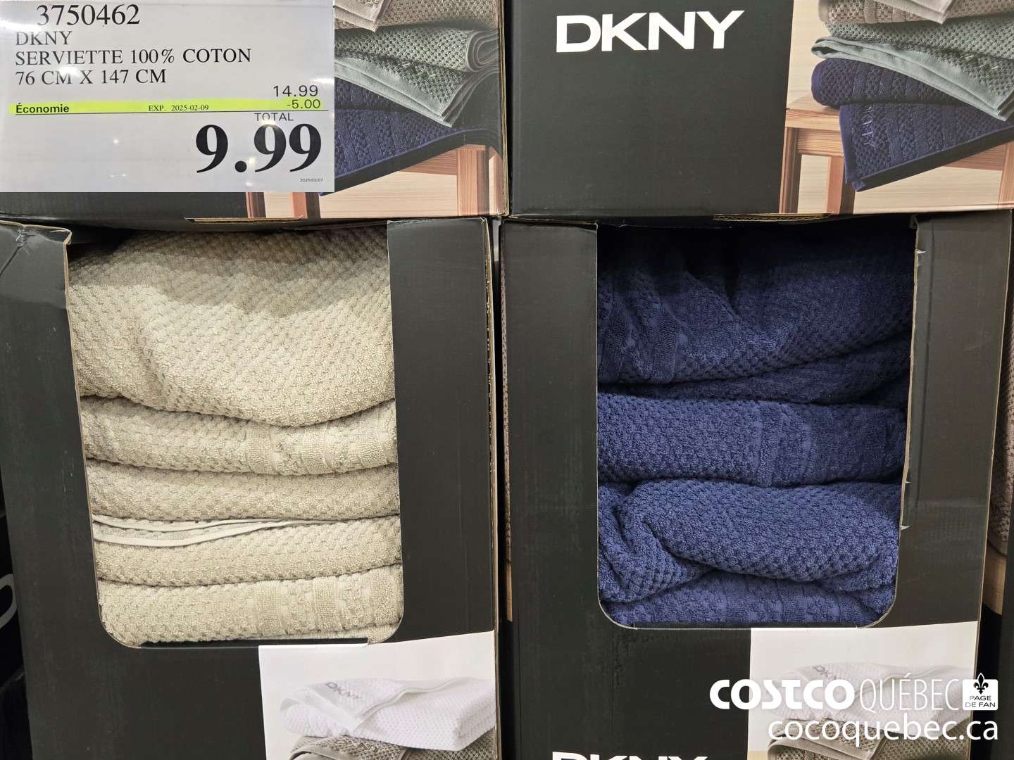 3750462 DKNY SERVIETTE 100% COTON 76 CM X 147 CM  ($5.00 INSTANT SAVINGS EXPIRES ON 2025-02-09) $9.99