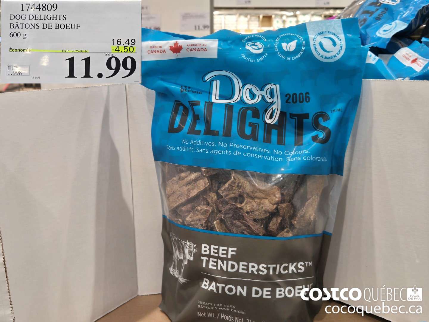 1744809 DOG DELIGHTS BATONS DE BOEUF  ($4.50 INSTANT SAVINGS EXPIRES ON 2025-02-16) $11.99