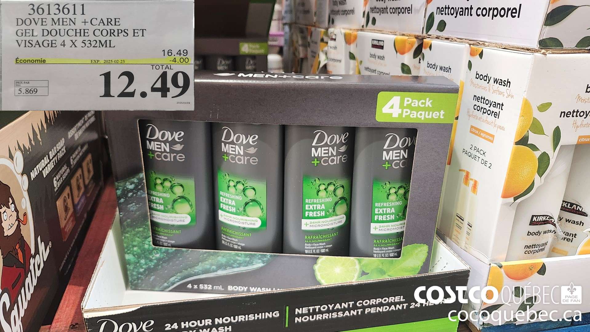 3613611 DOVE MEN +CARE GEL DOUCHE CORPS ET VISAGE  ($4.00 INSTANT SAVINGS EXPIRES ON 2025-02-23) $12.49