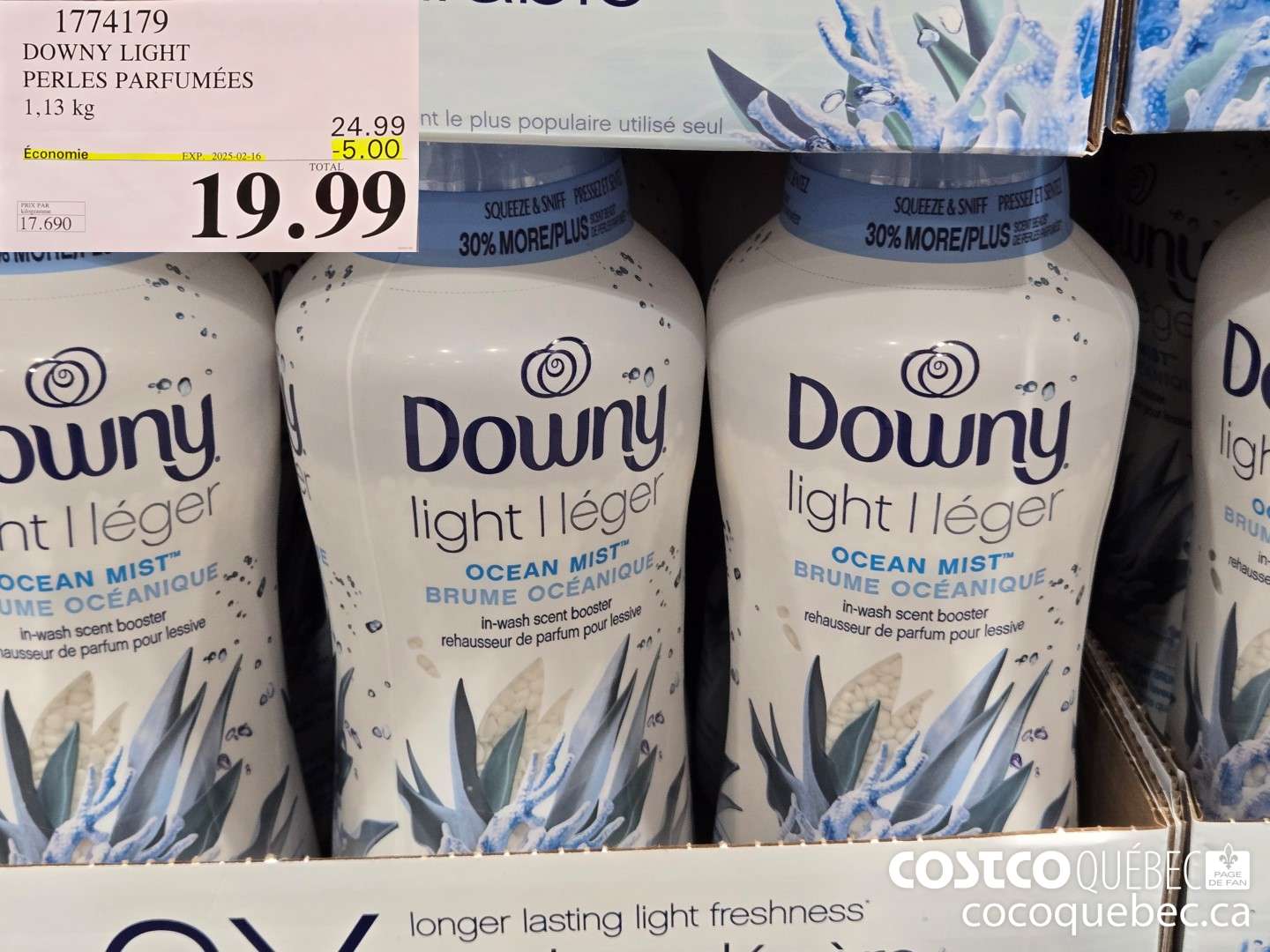 1774179 DOWNY LIGHT PERLES PARFUMEES ($5.00 INSTANT SAVINGS EXPIRES ON 2025-02-16) $19.99