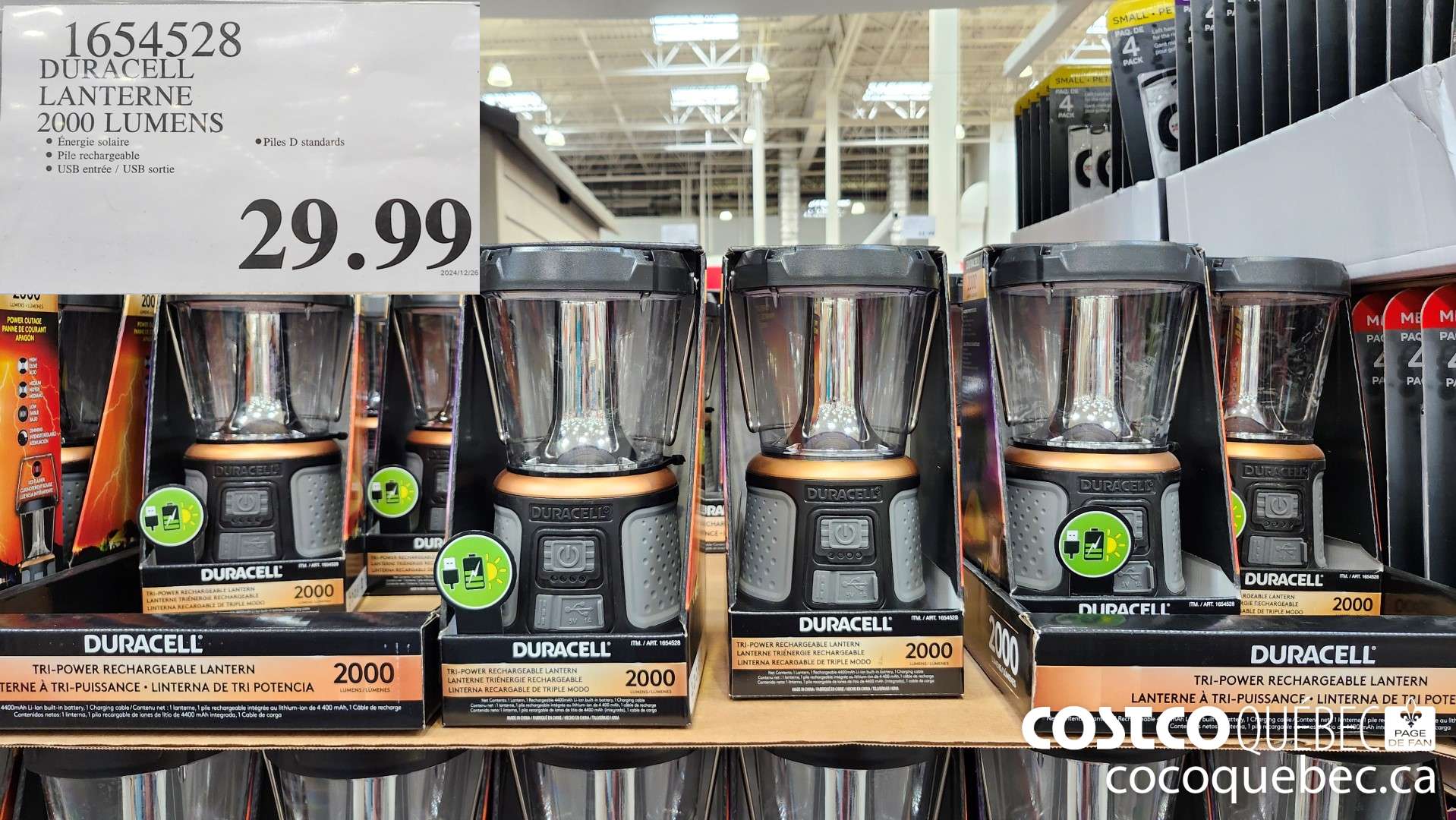 1654528 DURACELL LANTERNE 2000 LUMENS  $29.99