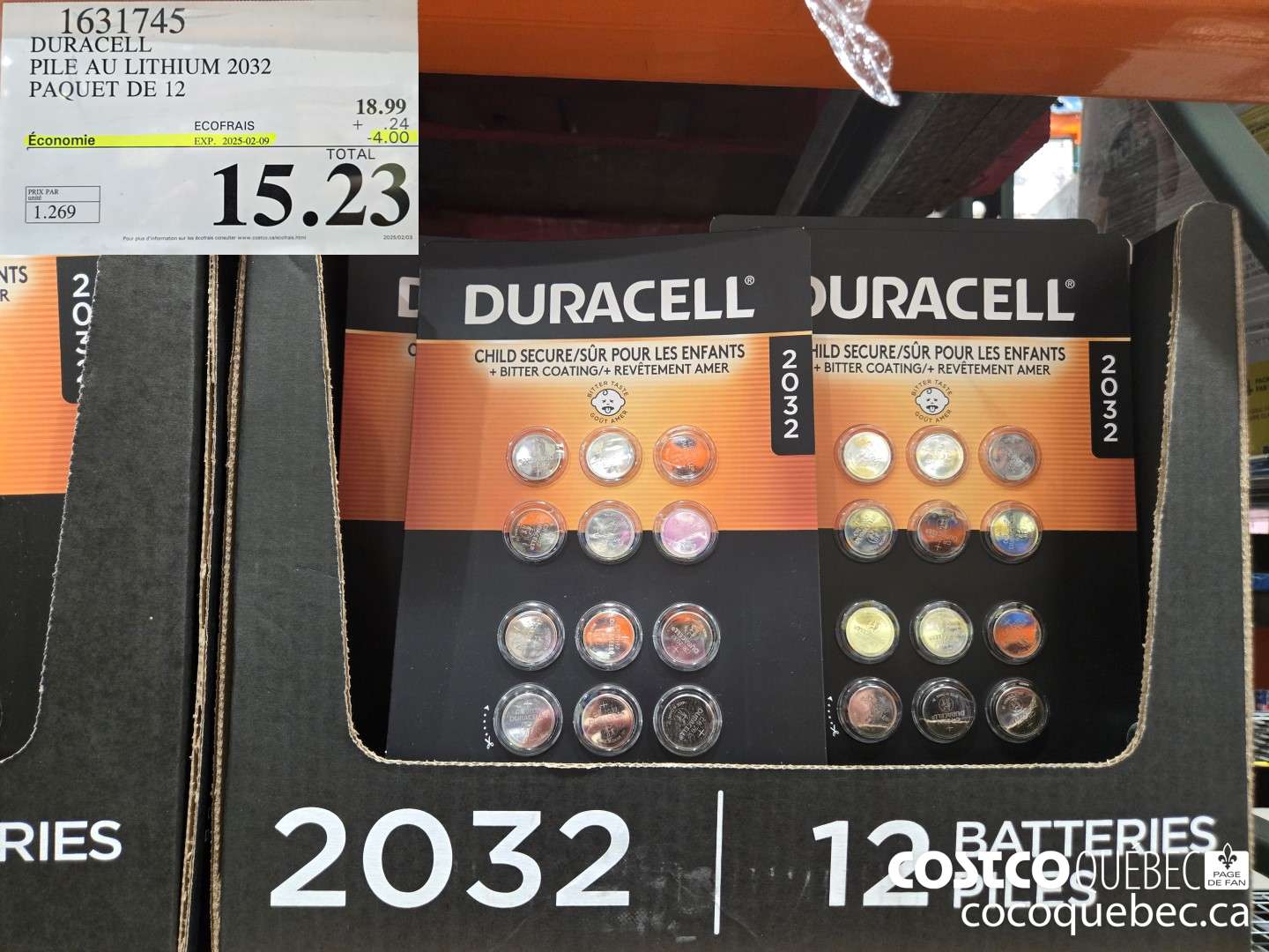 1631745 DURACELL PILE AU LITHIUM 2032 PAQUET DE 12 ($4.00 INSTANT SAVINGS EXPIRES ON 2025-02-09) $15.23