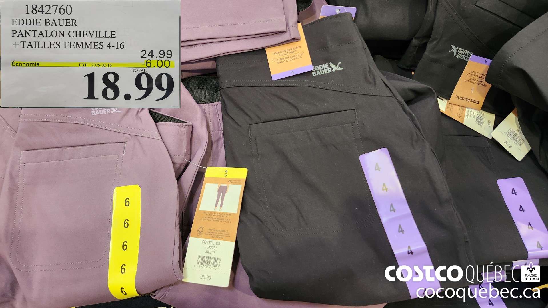 1842760 EDDIE BAUER PANTALON CHEVILLE +TAILLES FEMMES 4-16  ($6.00 INSTANT SAVINGS EXPIRES ON 2025-02-16) $18.99