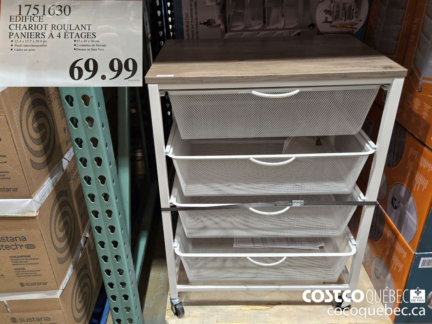 1751630 EDIFICE CHARIOT ROULANT PANIERS A 4 ETAGES  $69.99