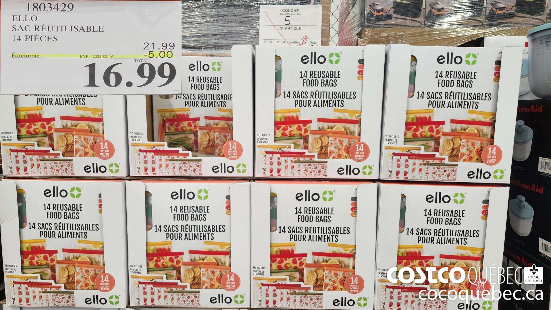 1803429 ELLO SAC REUTILISABLE 14 PIECES  ($5.00 INSTANT SAVINGS EXPIRES ON 2025-02-16) $16.99