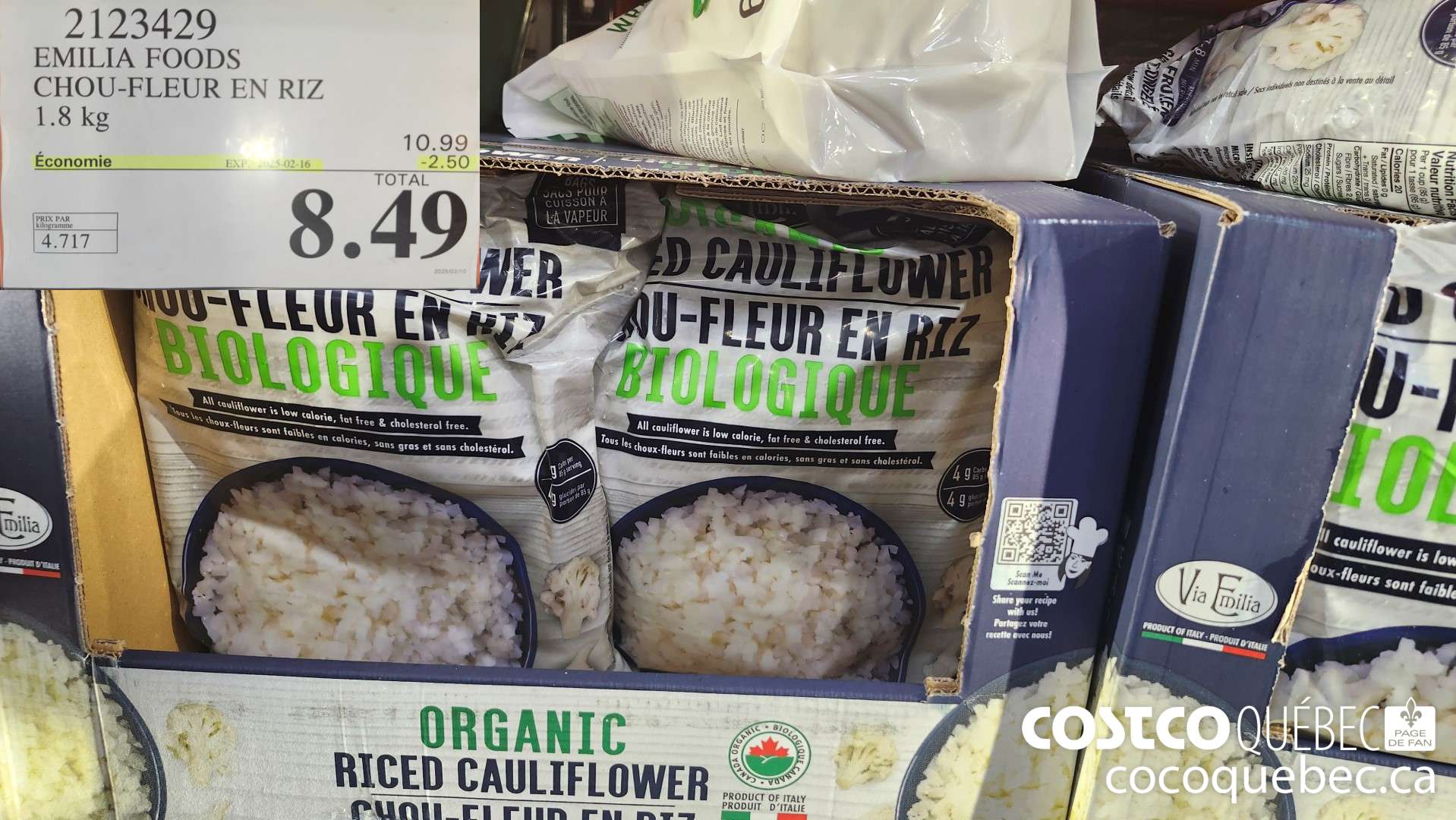 2123429 EMILIA FOODS CHOU-FLEUR EN RIZ 1.8kg  ($2.00 INSTANT SAVINGS EXPIRES ON 2025-02-16) $8.49