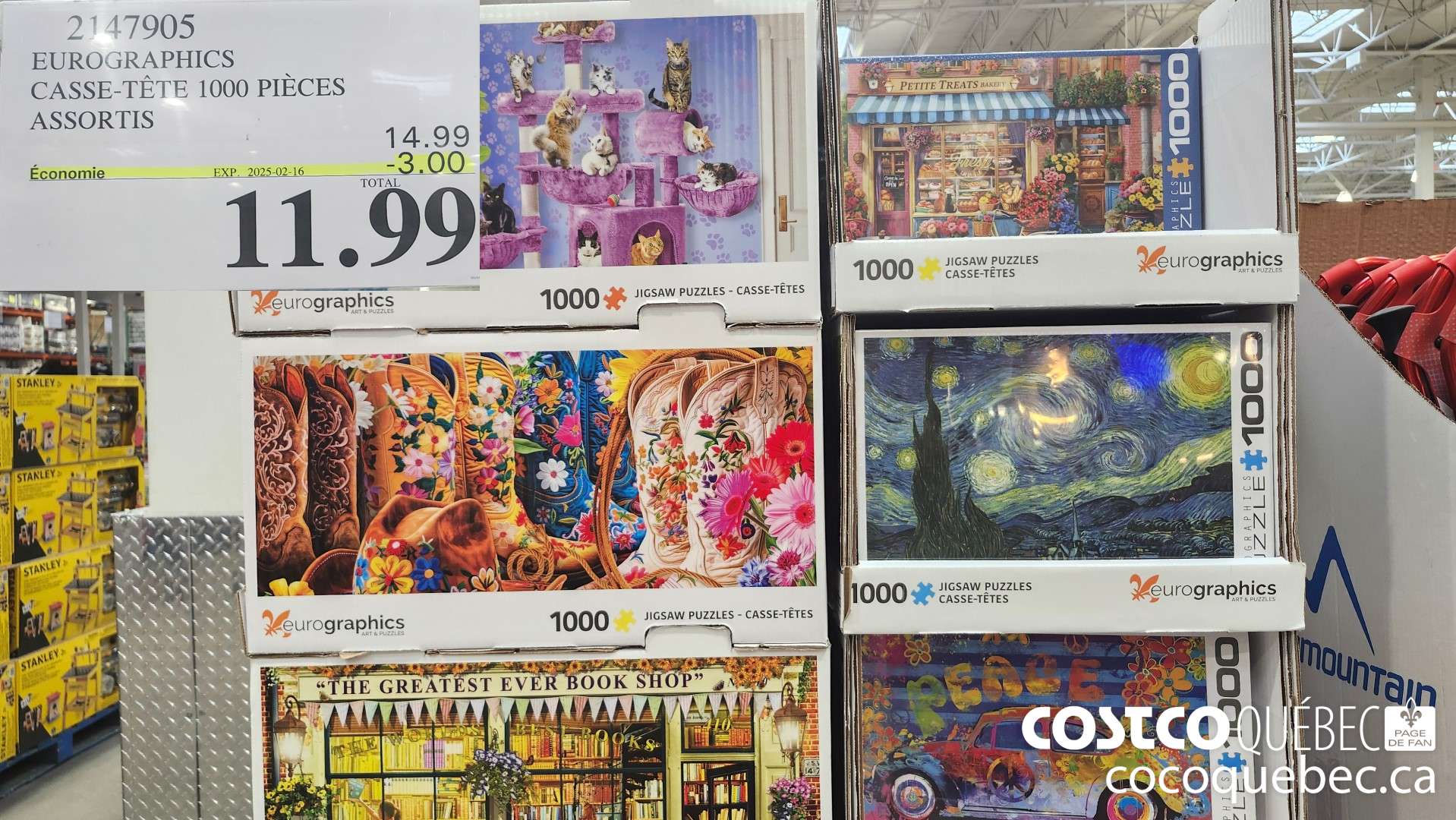 2147905 EUROGRAPHICS CASSE TETE 1000 PIECES ASSORTIS  ($3.00 INSTANT SAVINGS EXPIRES ON 2025-02-16) $11.99