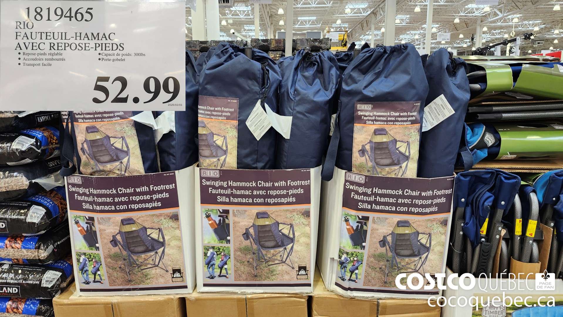 1819465 FAUTEUIL- HAMAC AVEC REPOSE- PIEDS  $52.99