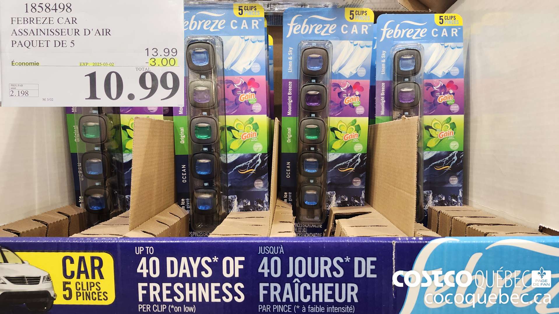 1858498 FEBREZE CAR ASSAINISSEUR D'AIR PAQUET DE 5  ($3.00 INSTANT SAVINGS EXPIRES ON 2025-03-02) $10.99