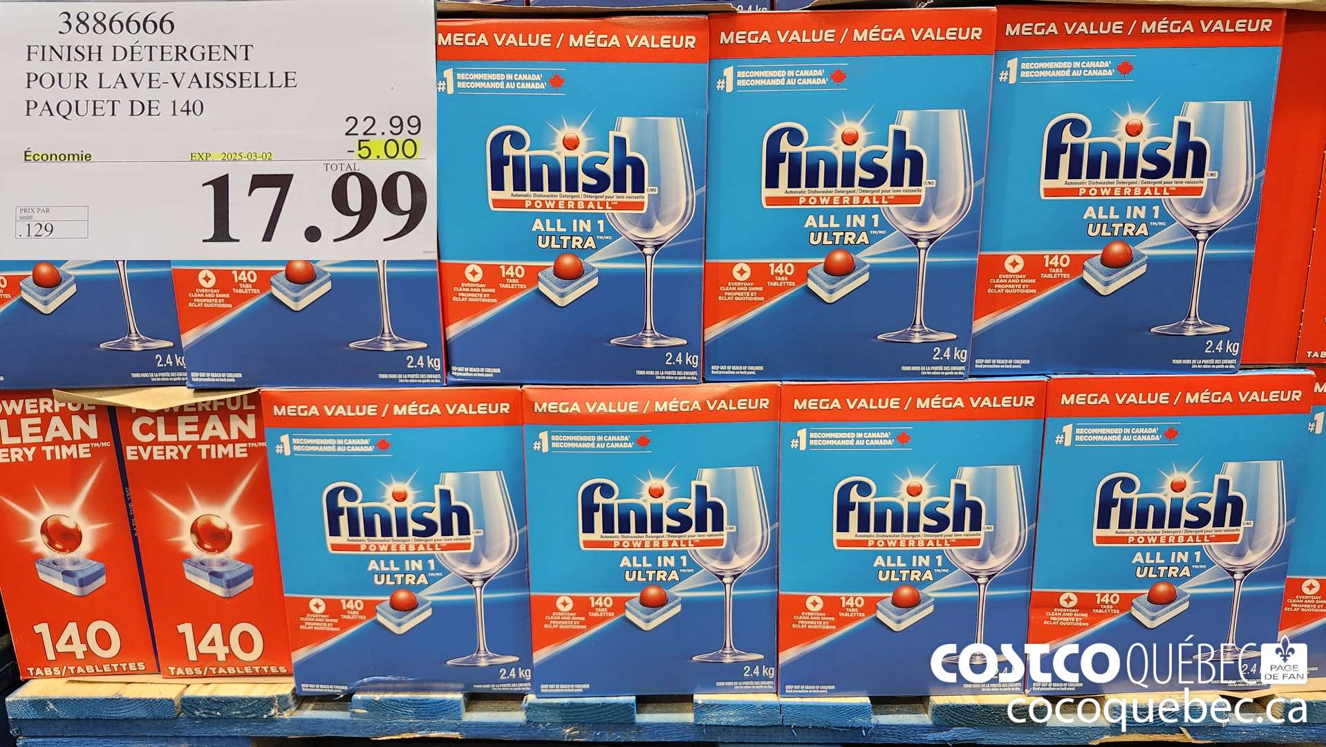 3886666 FINISH DETERGENT POUR LAVE-VAISSELLE PAQUET DE 140 ($5.00 INSTANT SAVINGS EXPIRES ON 2025-03-02) $17.99