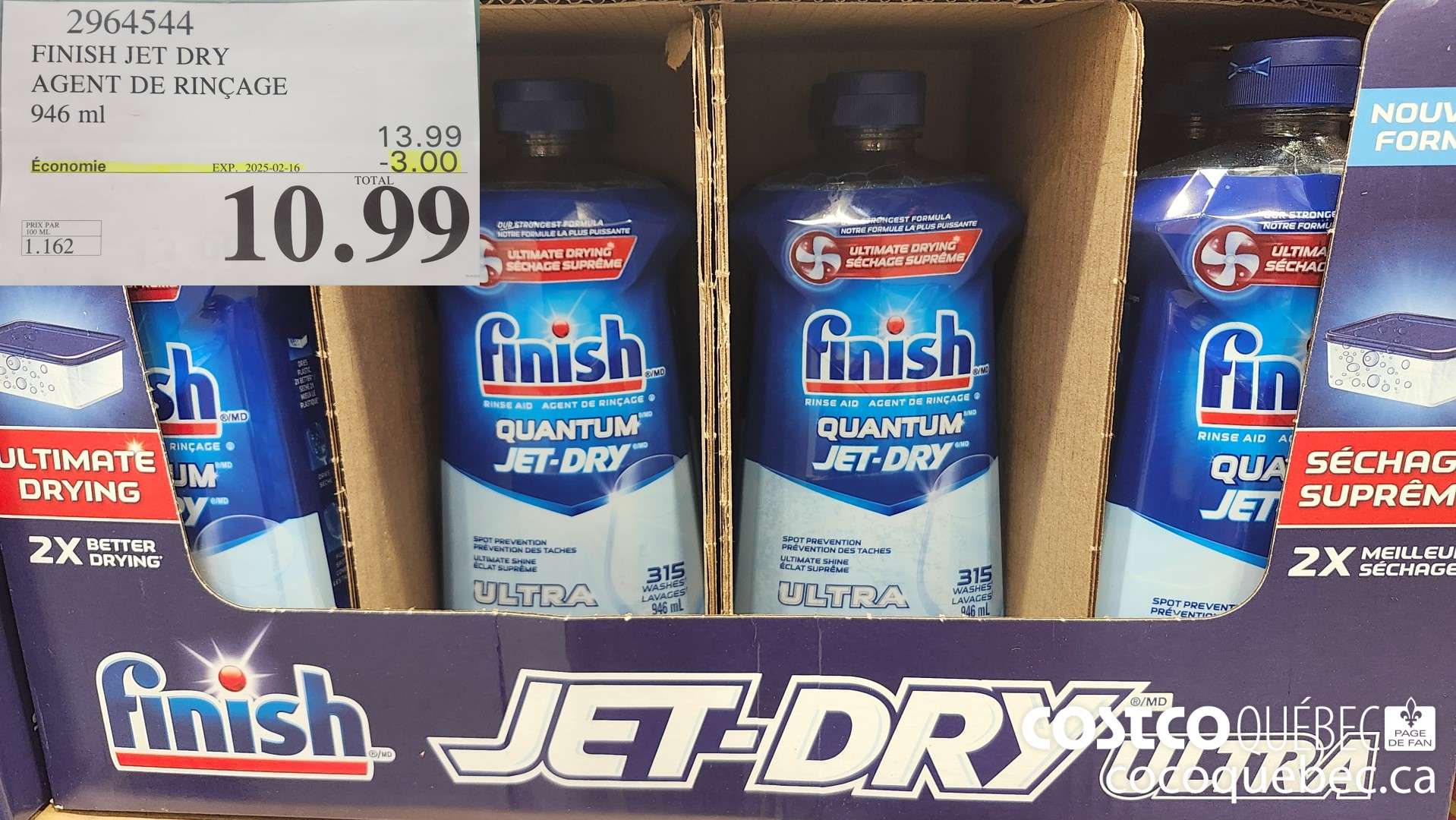 2964544 FINISH JET DRY ULTRA AGENT DE RINCAGE 946 ml ($3.00 INSTANT SAVINGS EXPIRES ON 2025-02-16) $10.99