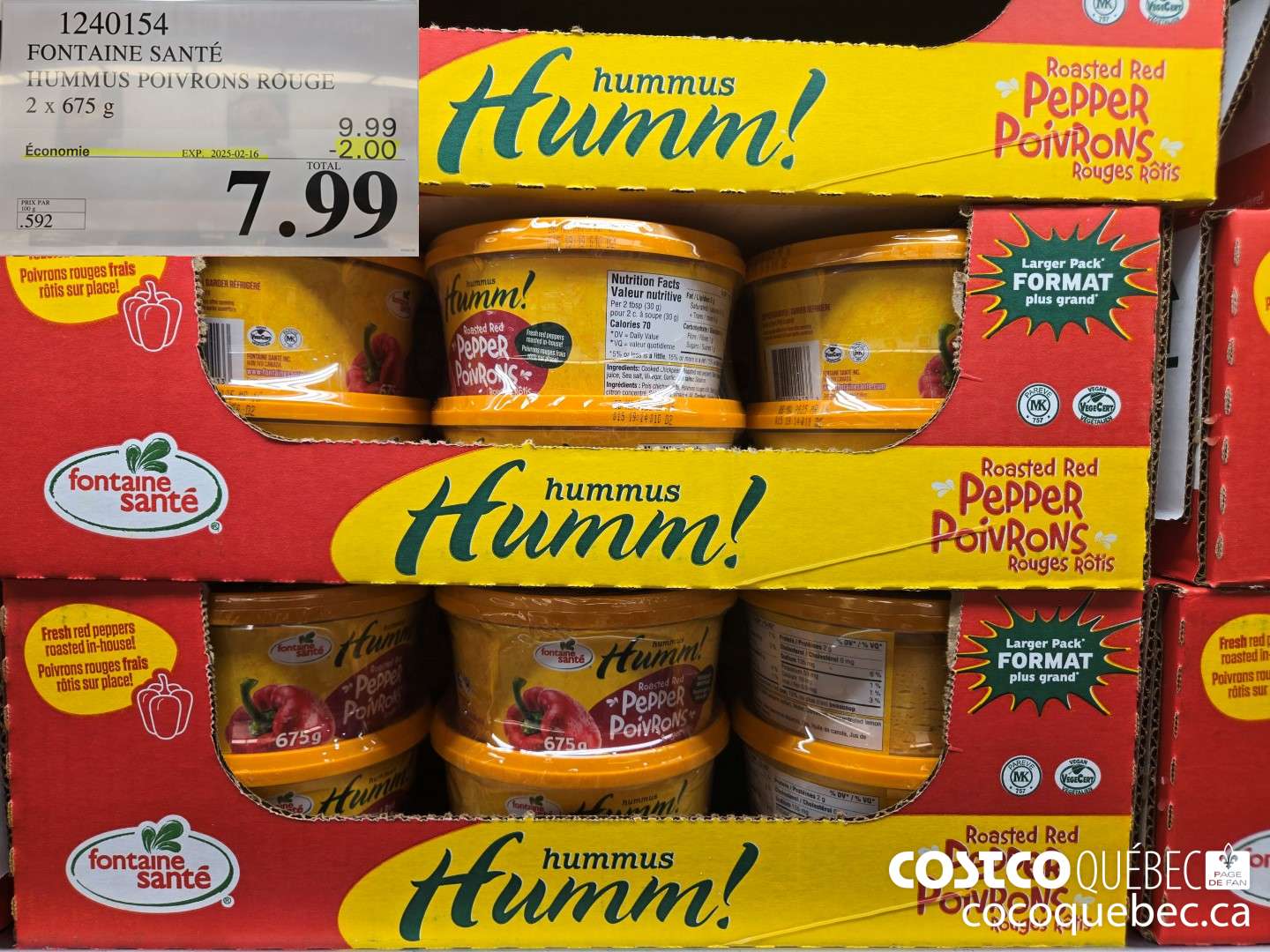 1240154 FONTAINE SANTE HUMMUS POIVRONS ROUGE  ($2.00 INSTANT SAVINGS EXPIRES ON 2025-02-16) $7.99