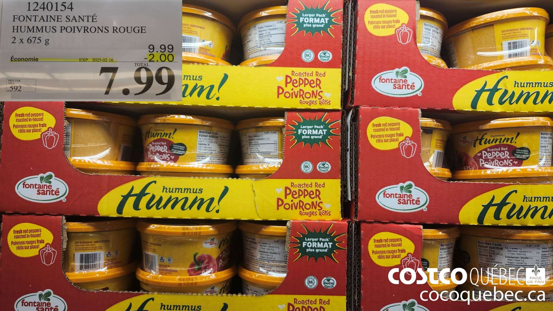 1240154 FONTAINE SANTE HUMMUS POIVRONS ROUGE  ($2.00 INSTANT SAVINGS EXPIRES ON 2025-02-16) $7.99