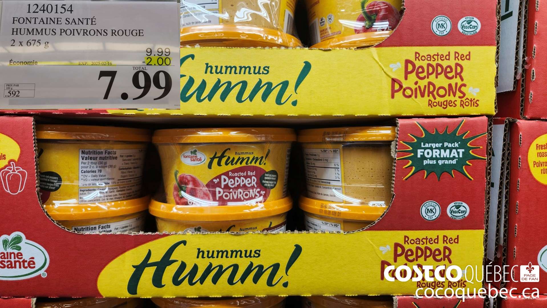 1240154 FONTAINE SANTE HUMMUS POIVRONS ROUGE  ($2.00 INSTANT SAVINGS EXPIRES ON 2025-02-16) $7.99