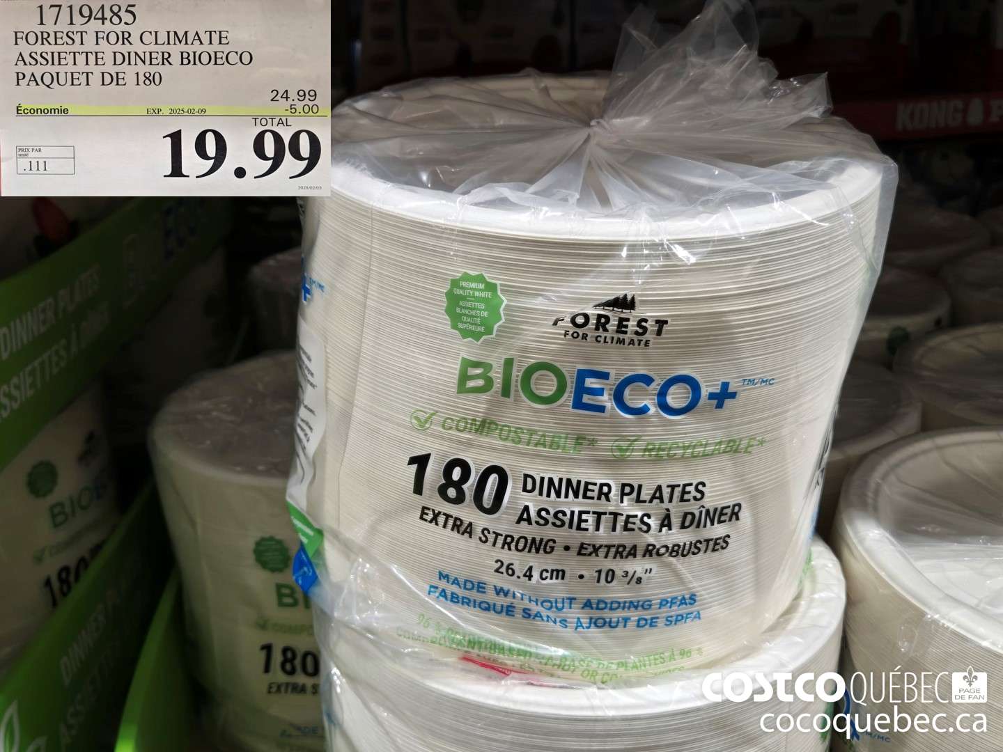 1719485 FOREST OR CLIMATE ASSIETTE DINER BIOECO PAQUET DE 180 ($5.00 INSTANT SAVINGS EXPIRES ON 2025-02-09) $19.99