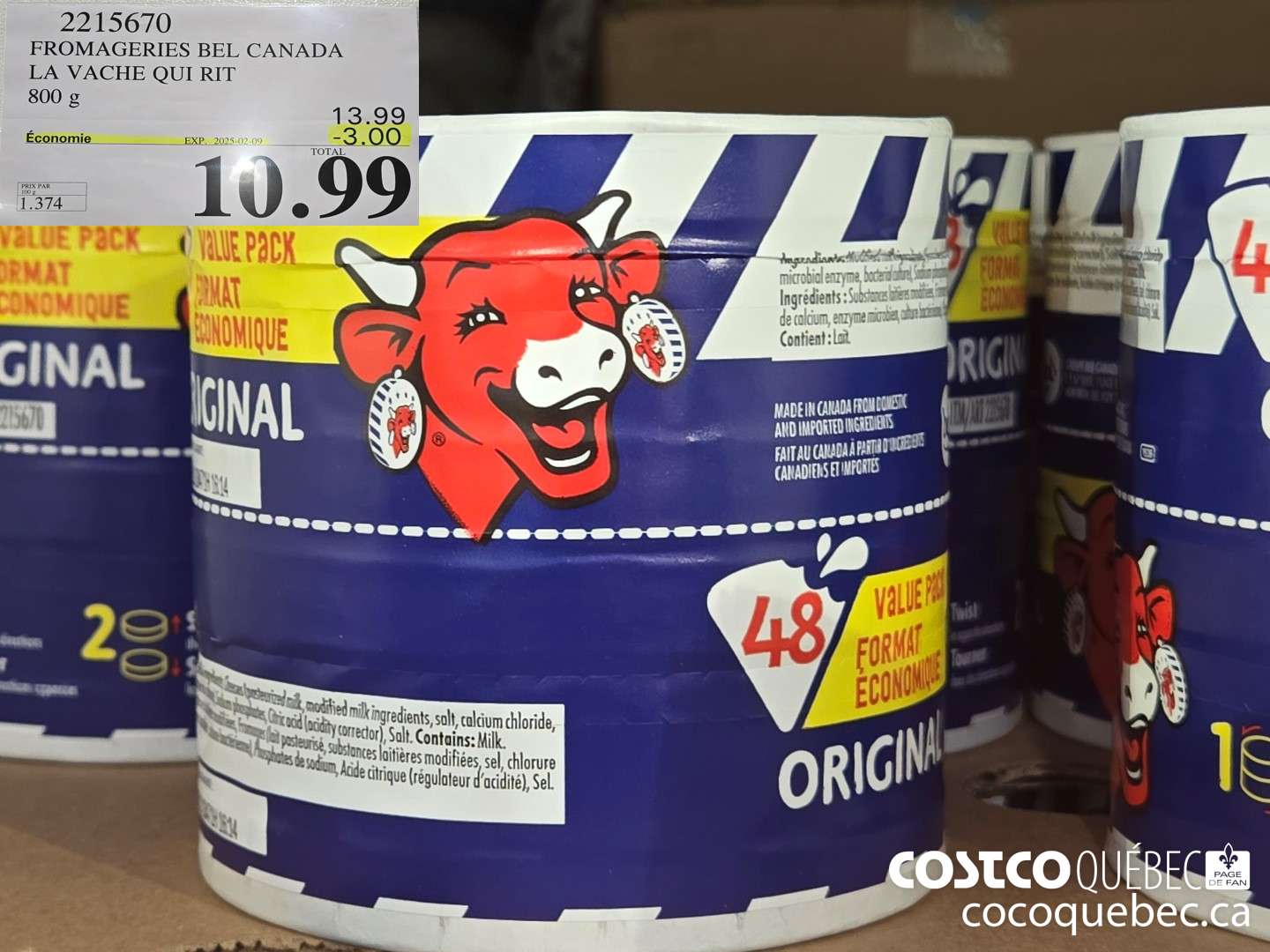 2215670 FROMAGERIES BEL CANADA LA VACHE QUI RIT 800 g  ($3.00 INSTANT SAVINGS EXPIRES ON 2025-02-09) $10.99
