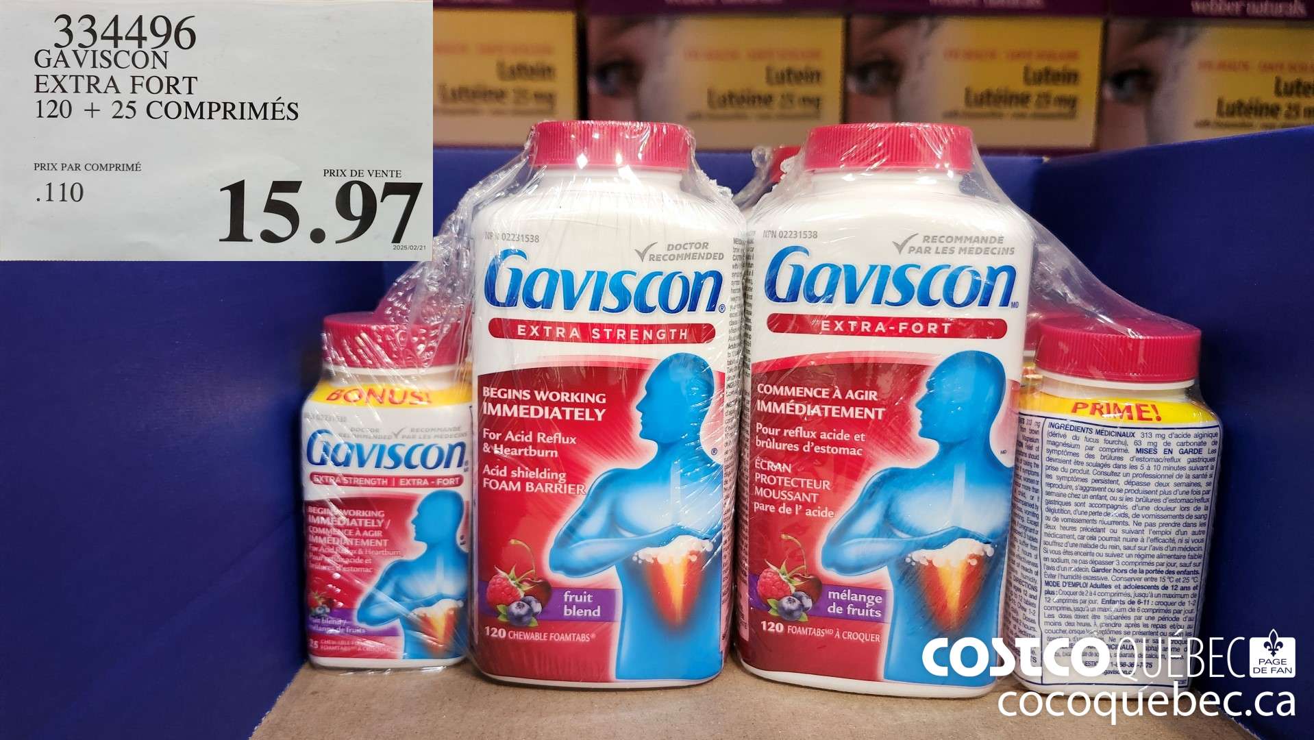 334496 GAYISCON EXTRA FORT 120 + 25 COMPRIMES  $15.97