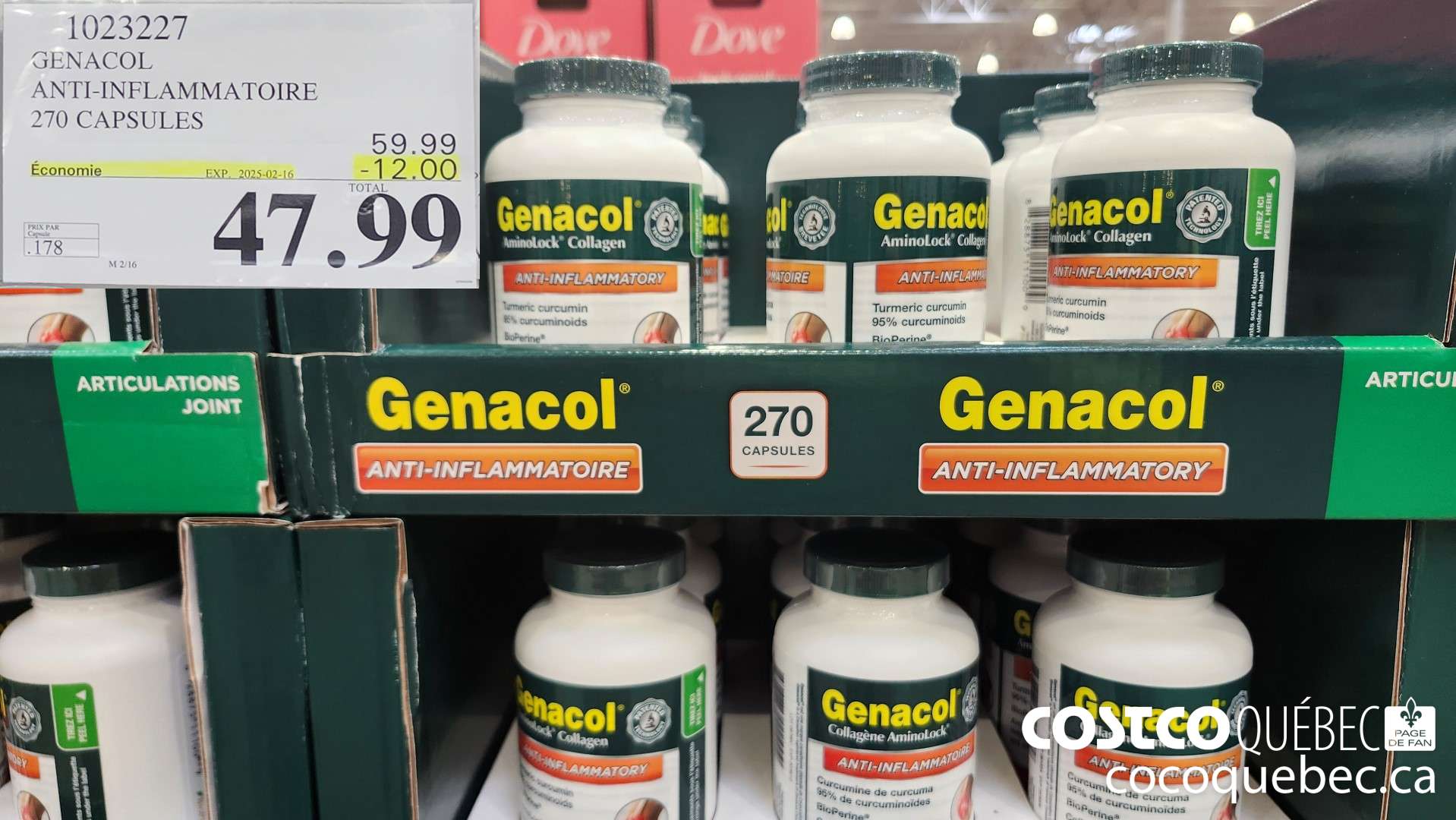 1023227 GENACOL ANTI-INFLAMMATOIRE 270 CAPSULES  ($12.00 INSTANT SAVINGS EXPIRES ON 2025-02-16) $47.99