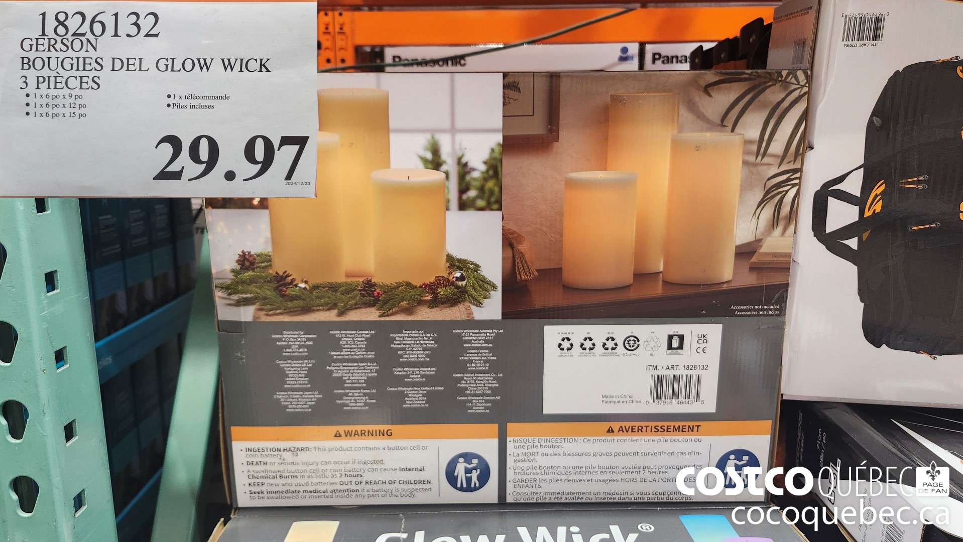 1826132 GERSON BOUGIES DEL GLOW WICK 3 PIECES  $29.97