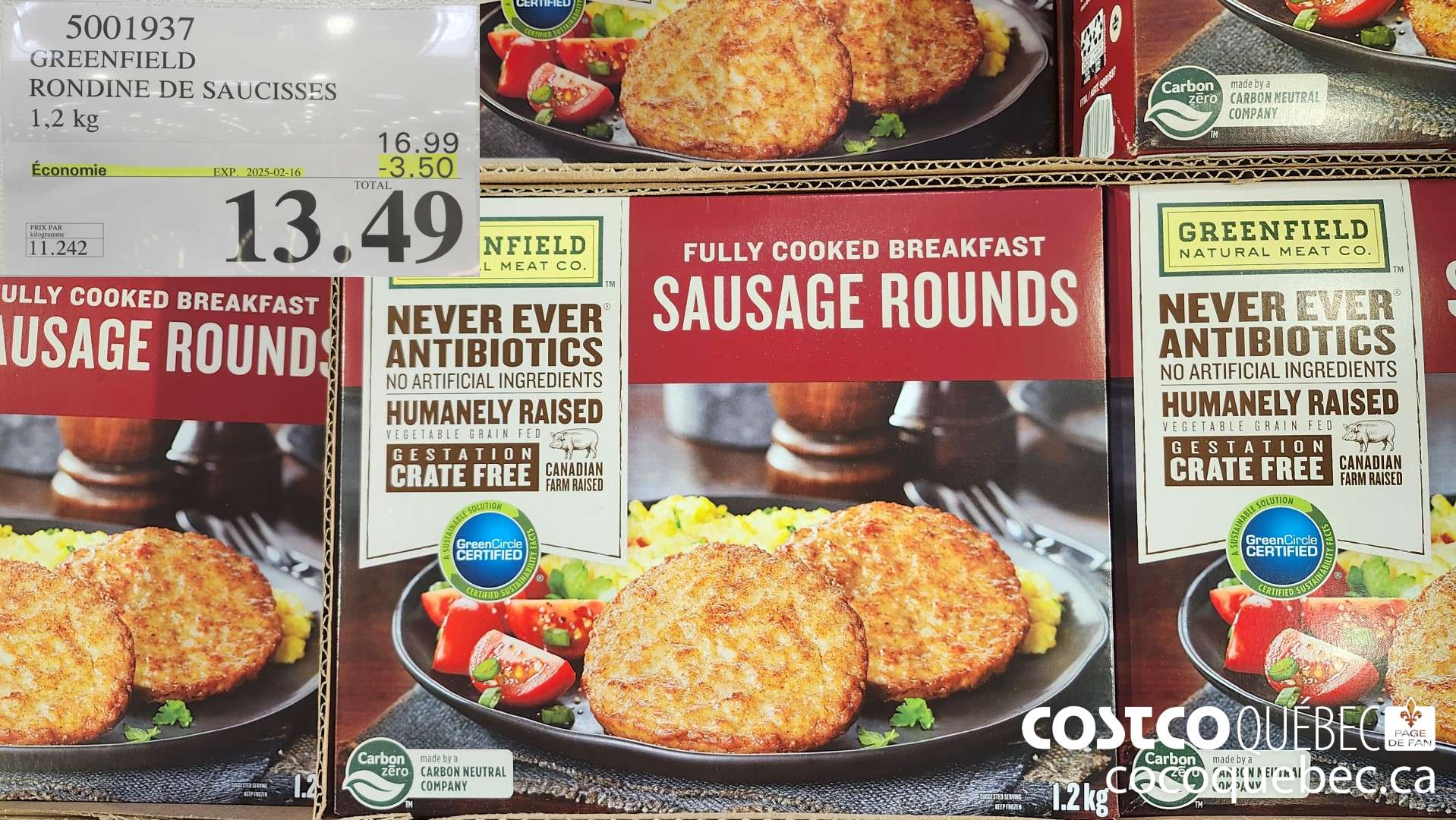5001937 GREENFIELD RONDINE DE SAUCISSES 1.2kg ($3.50 INSTANT SAVINGS EXPIRES ON 2025-02-16) $13.49