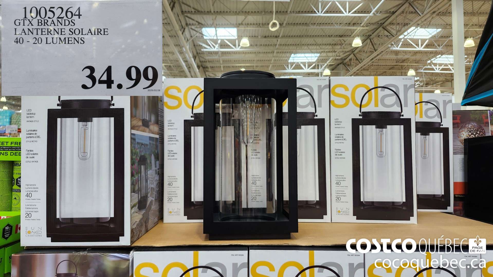 1005264 GTX BRANDS LANTERNE SOLAIRE 40 - 20 LUMENS  $34.99
