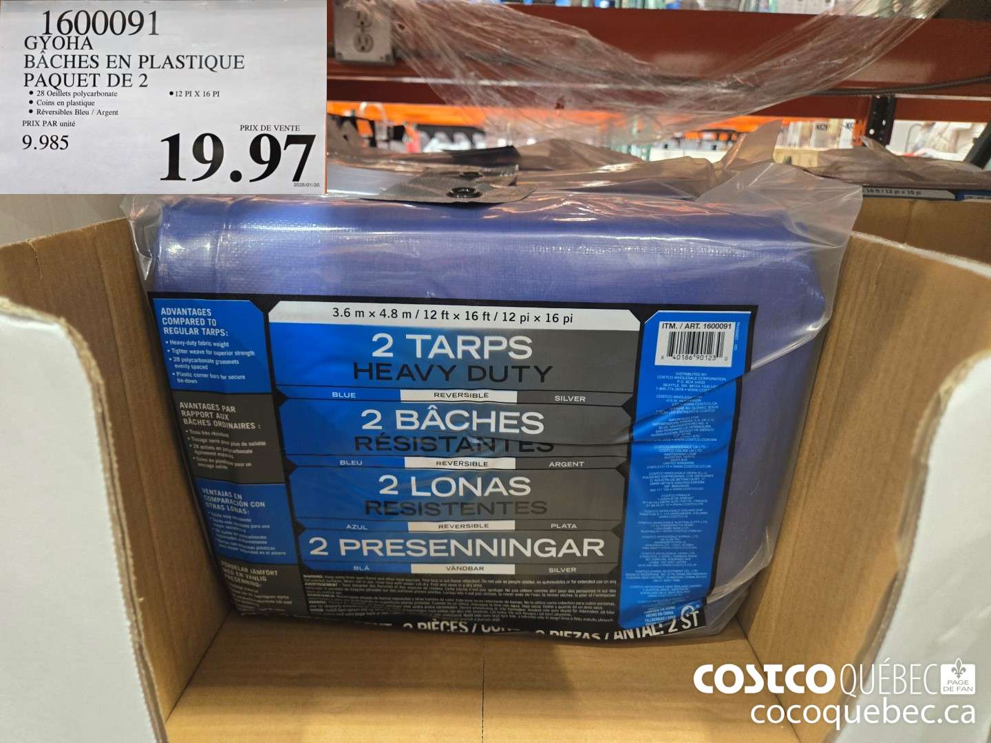 1600091 GYOHA BACHES EN PLASTIQUE PAQUET DE 2  $19.97