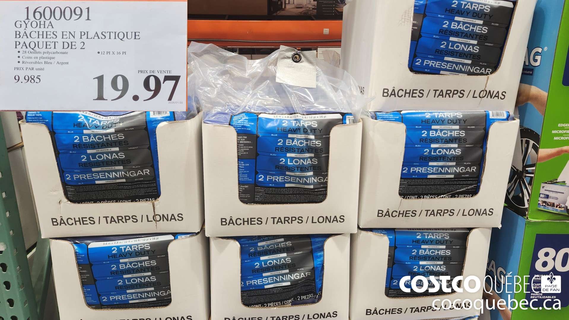 1600091 GYOHA BACHES EN PLASTIQUE PAQUET DE 2  $19.97