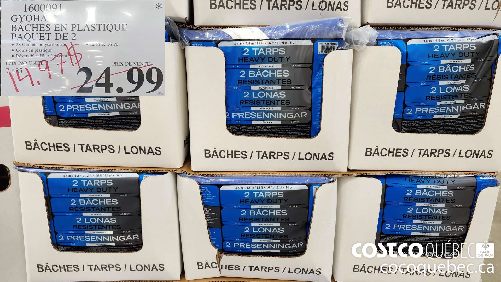 1600091 GYOHA BACHES EN PLASTIQUE PAQUET DE 2  $14.97