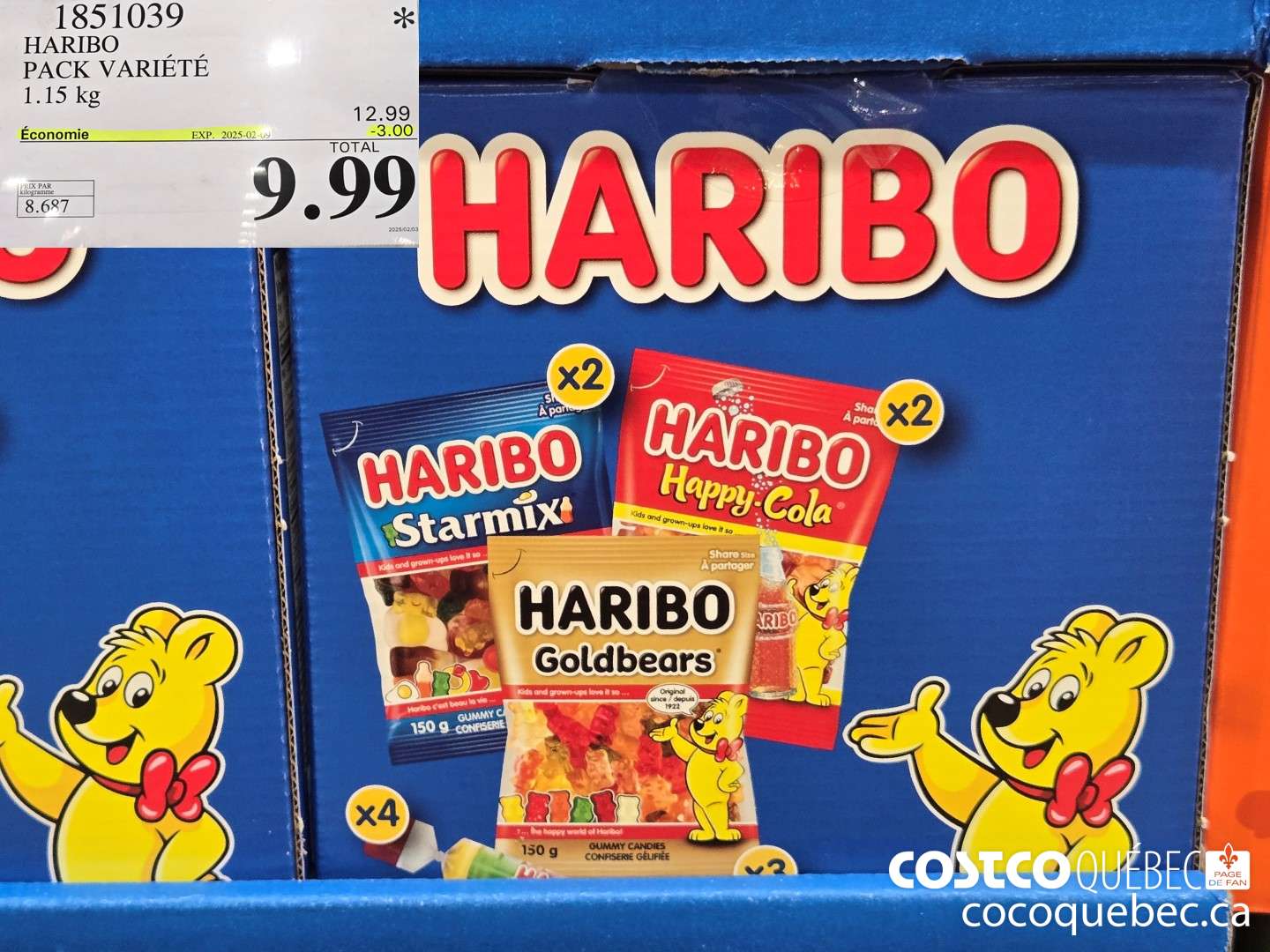 1851039 HARIBO PACK VARIETE 1.15 kg  ($3.00 INSTANT SAVINGS EXPIRES ON 2025-02-09) $9.99