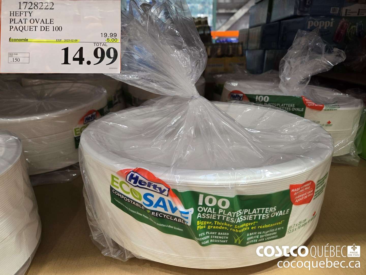 1728222 HEFTY PLAT OVALE PAQUET DE 100  ($5.00 INSTANT SAVINGS EXPIRES ON 2025-02-09) $14.99