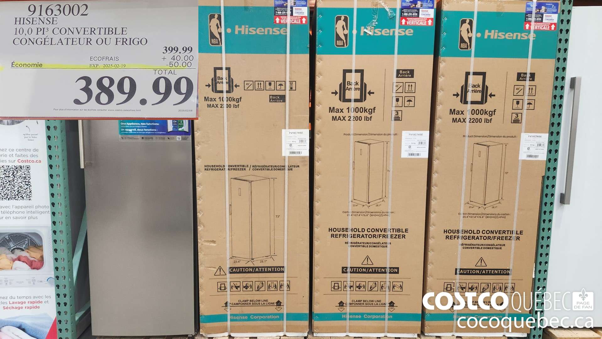 9163002 HISENSE 10,0 Pi CONVERTIBLE CONGELATEUR OU FRIGO  ($50.00 INSTANT SAVINGS EXPIRES ON 2025-02-19) $389.99