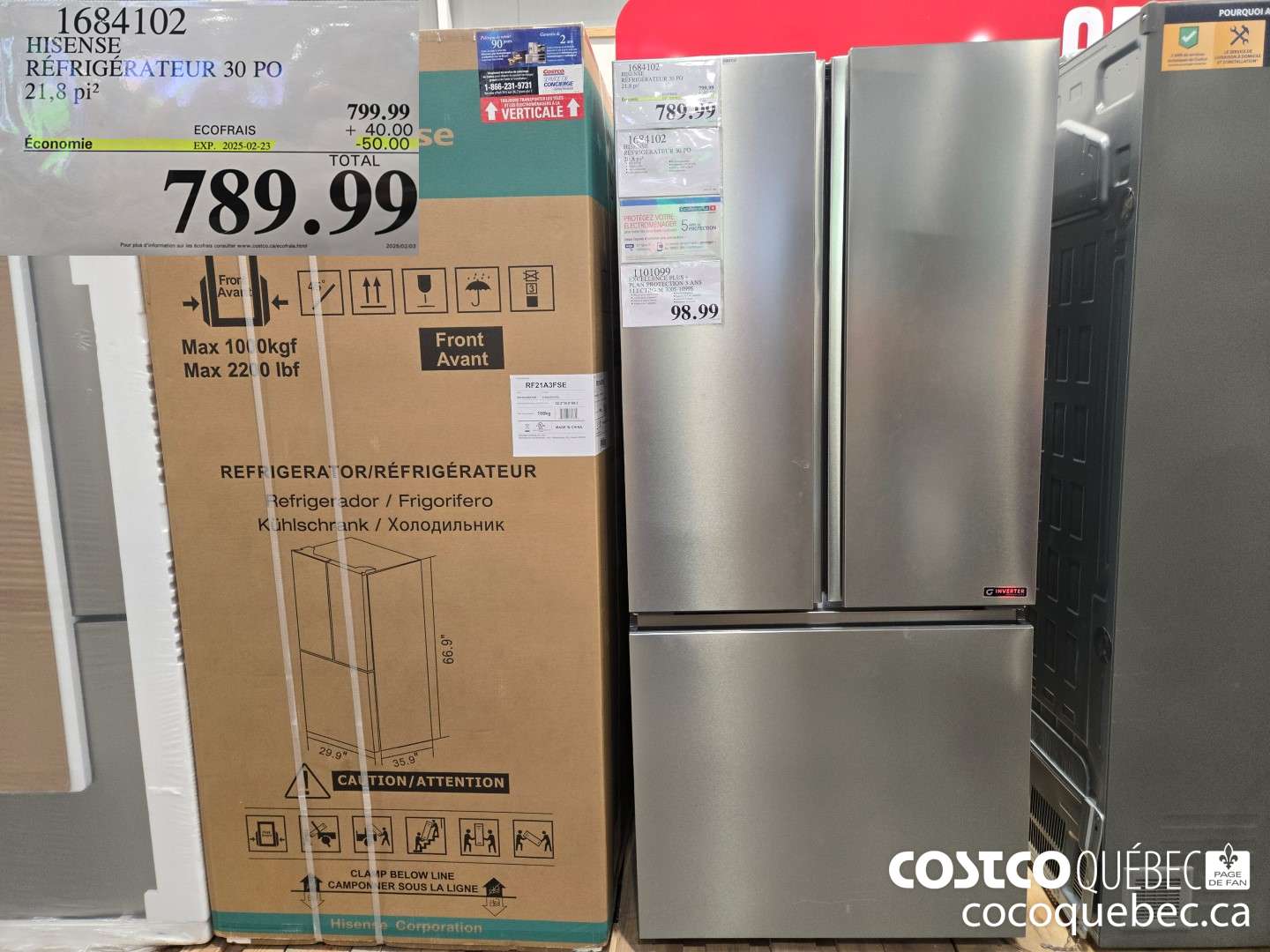 1684102 HISENSE | REFRIGERATEUR 30 PO 21.8 piz  ($50.00 INSTANT SAVINGS EXPIRES ON 2025-02-23) $789.99