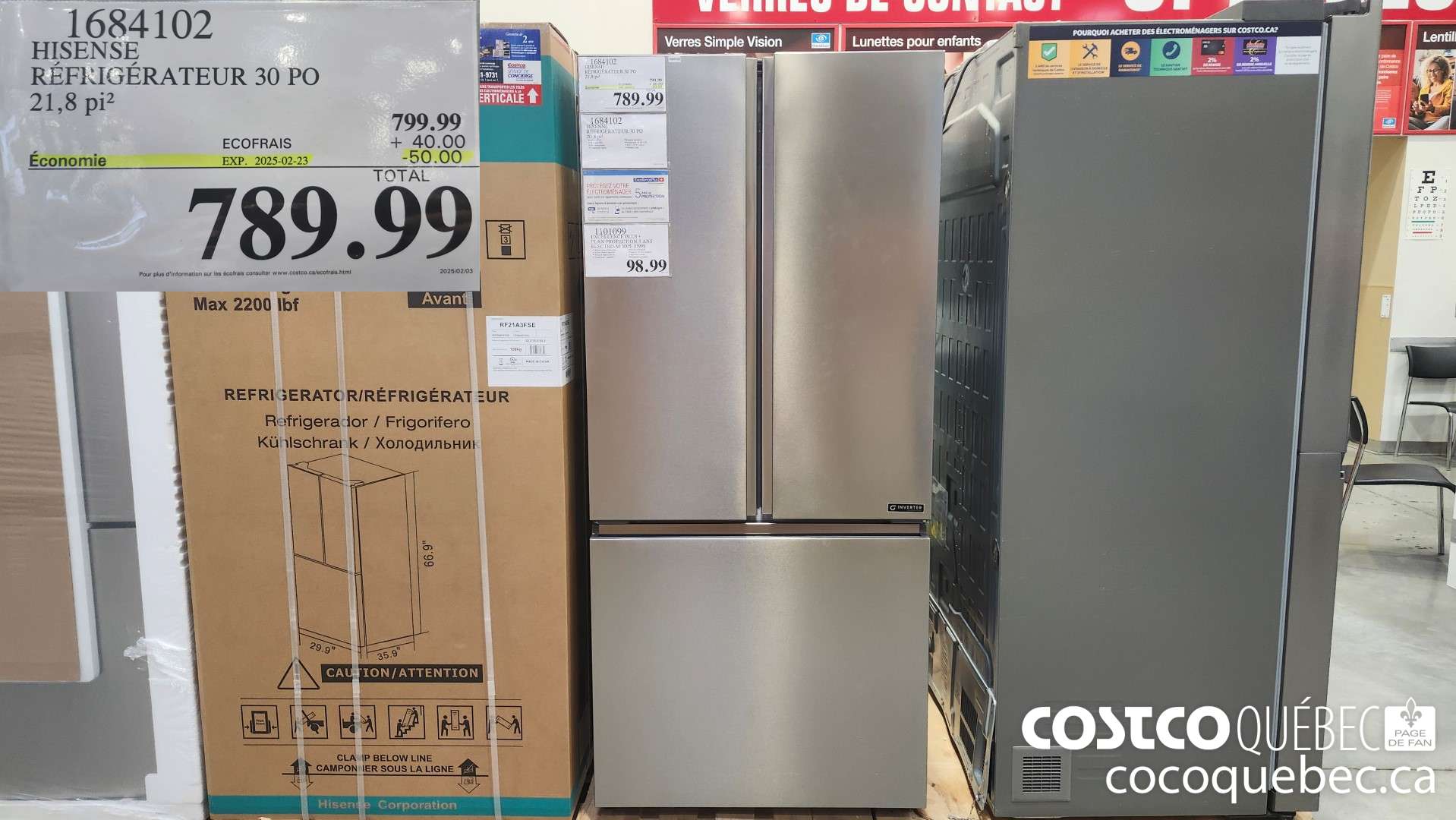 1684102 HISENSE | REFRIGERATEUR 30 PO 21.8 piz  ($50.00 INSTANT SAVINGS EXPIRES ON 2025-02-23) $789.99