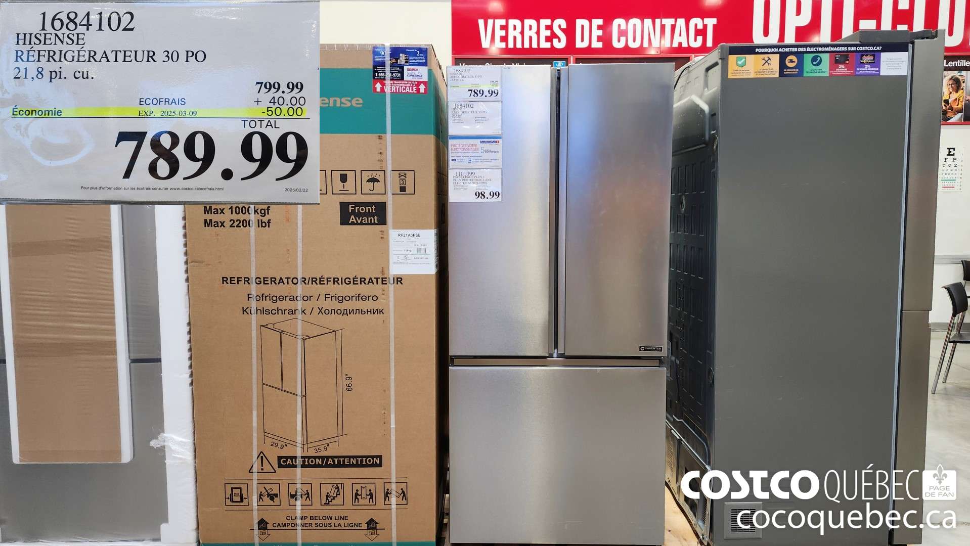 1684102 HISENSE | REFRIGERATEUR 30 PO 21.8 piz  ($50.00 INSTANT SAVINGS EXPIRES ON 2025-03-09) $789.99