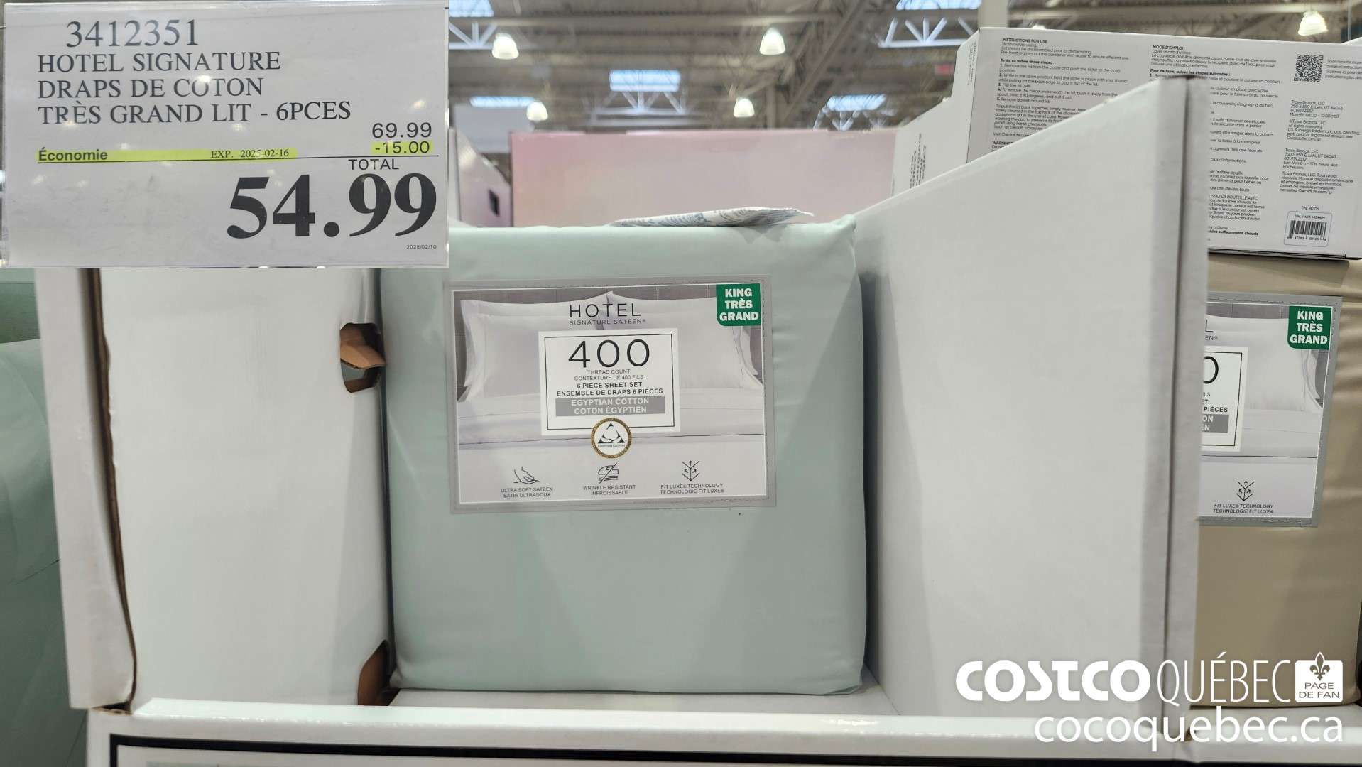 3412351 HOTEL SIGNATURE DRAPS DE CUTON TRES GRAND LIT - 6PCES  ($15.00 INSTANT SAVINGS EXPIRES ON 2025-02-16) $54.99