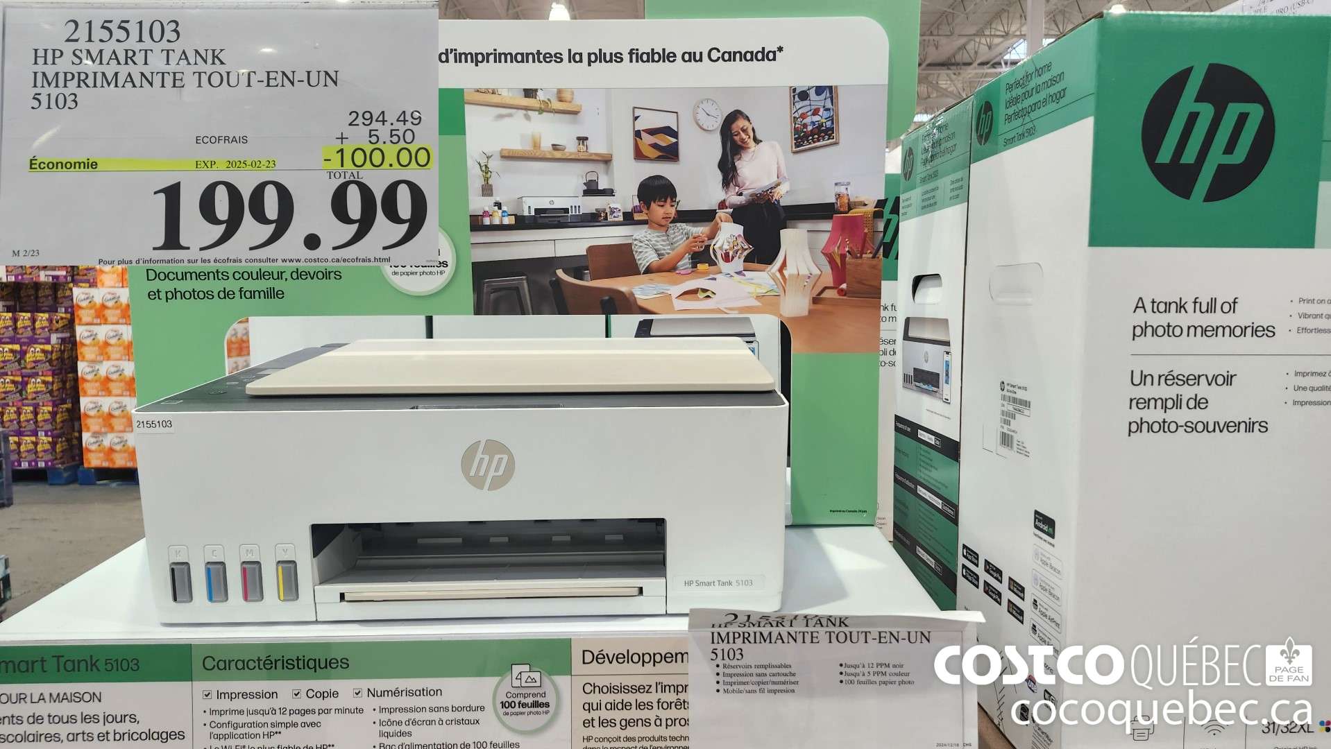 2155103 HP SMART TANK IMPRIMANTE TOU l-EN-UN  ($100.00 INSTANT SAVINGS EXPIRES ON 2025-02-23) $199.99