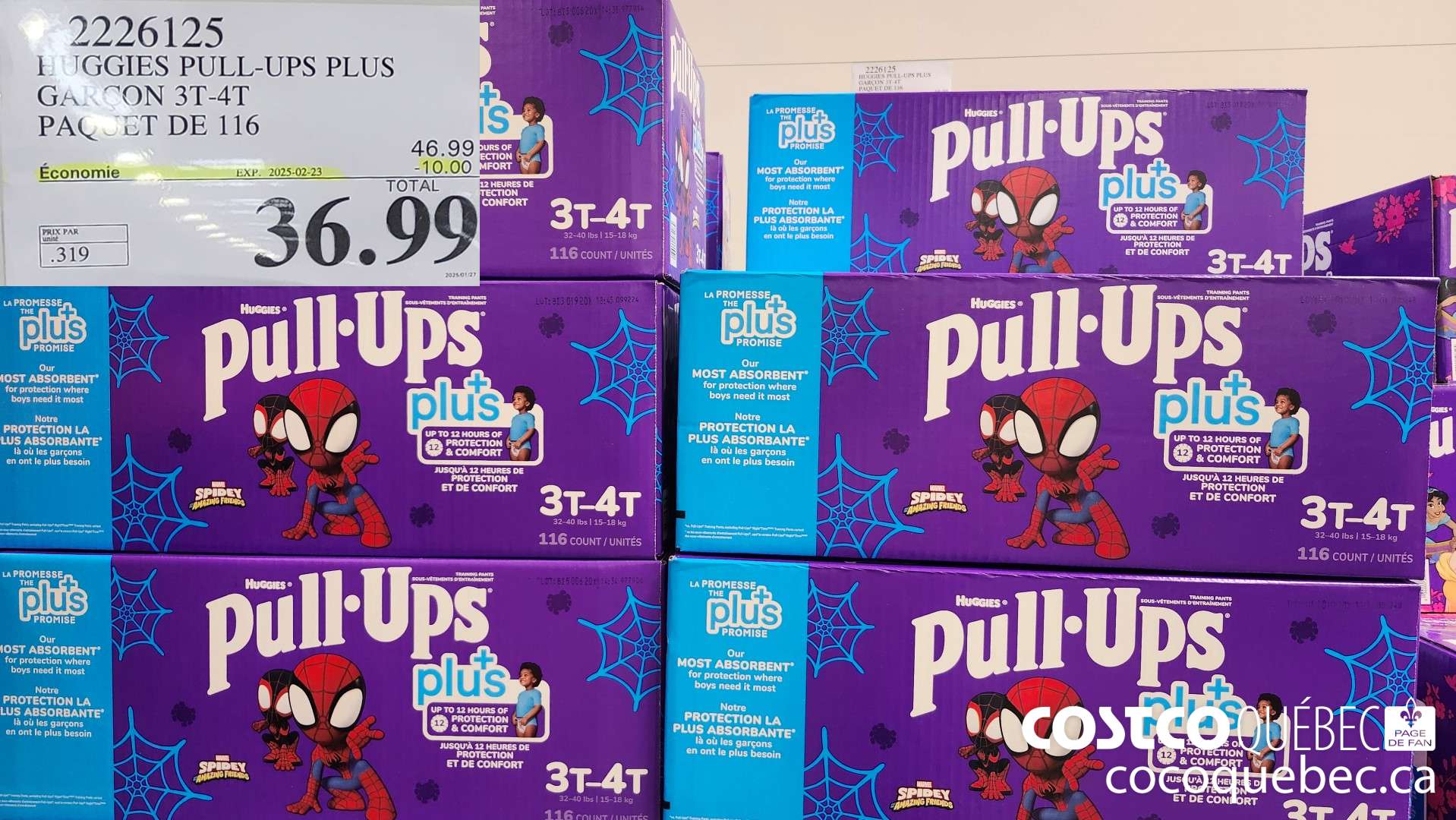 2226125 HUGGIES PULL-UPS PLUS GARCON 3T-4T PAQUET DE 116  ($10.00 INSTANT SAVINGS EXPIRES ON 2025-02-23) $36.99
