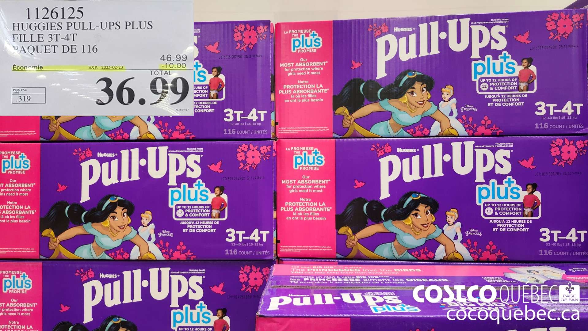 1126125 HUGGIES PULL- UPS PLUS FILLE 3T-4T PAQUET DE 116  ($10.00 INSTANT SAVINGS EXPIRES ON 2025-02-23) $36.99