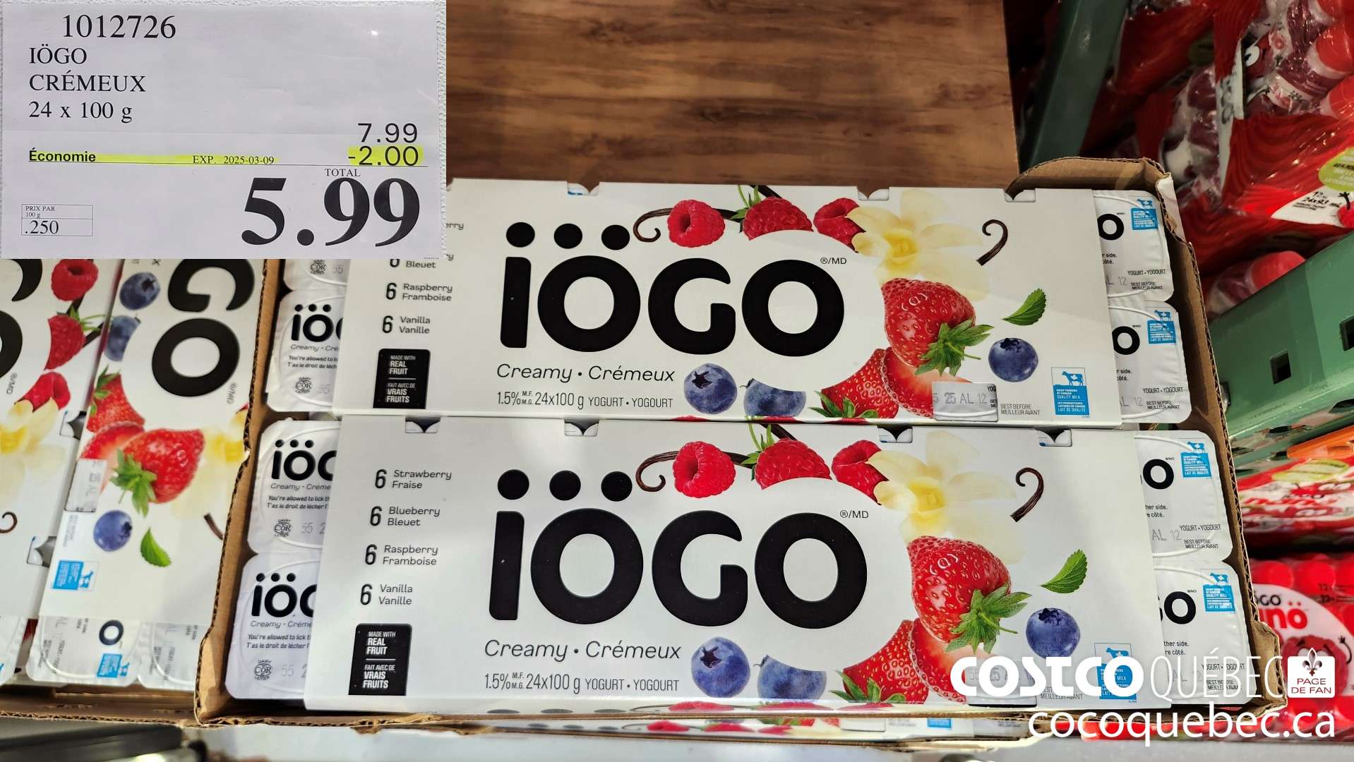 1012726 IOGO CREMEUX 24 x 100 g  ($2.00 INSTANT SAVINGS EXPIRES ON 2025-03-09) $5.99
