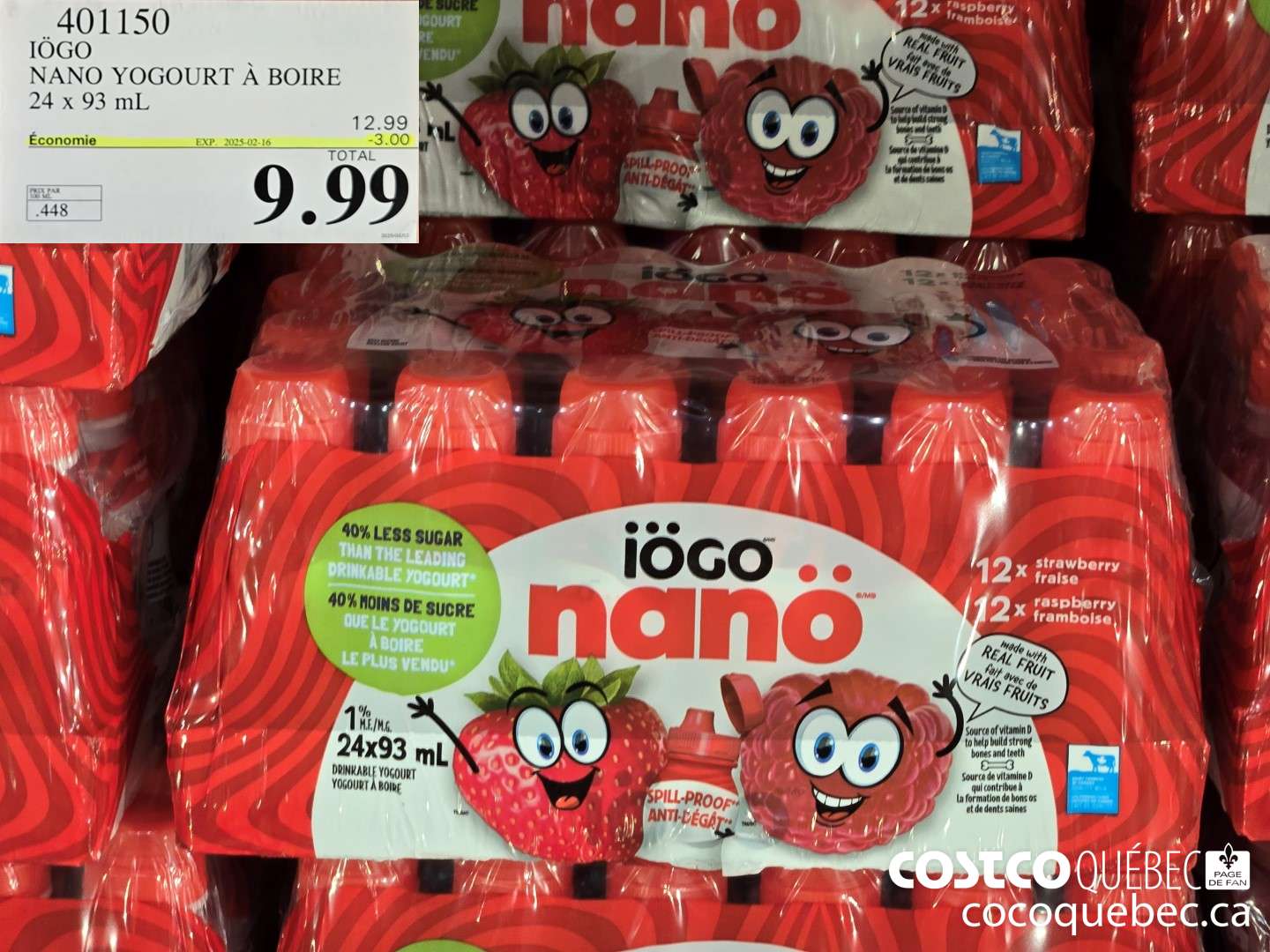 401150 IOGO NANO YOGOURT a BOIRE 24 x 93 mL ($3.00 INSTANT SAVINGS EXPIRES ON 2025-02-16) $9.99